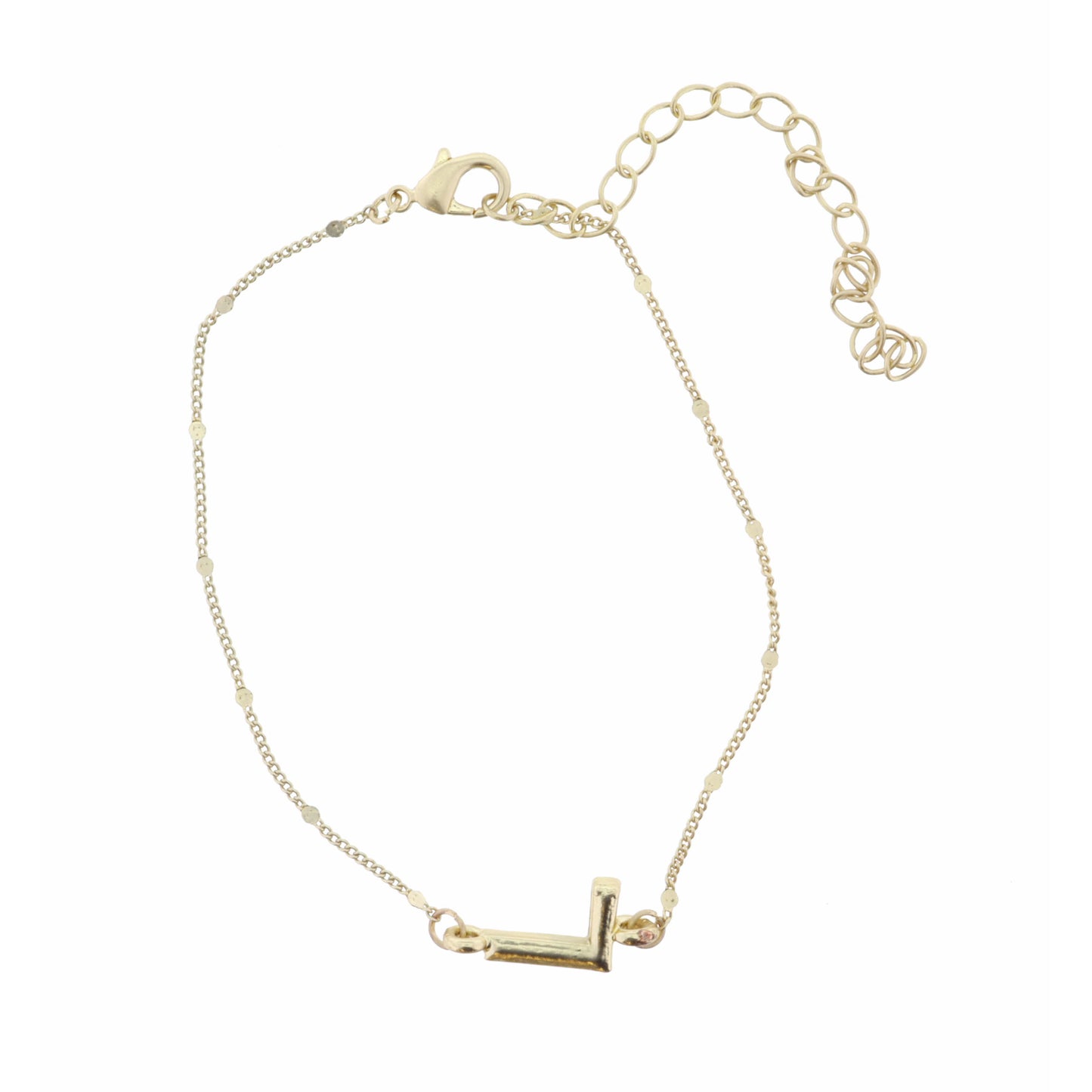 Block "L" Initial on Disc Chain Bracelet