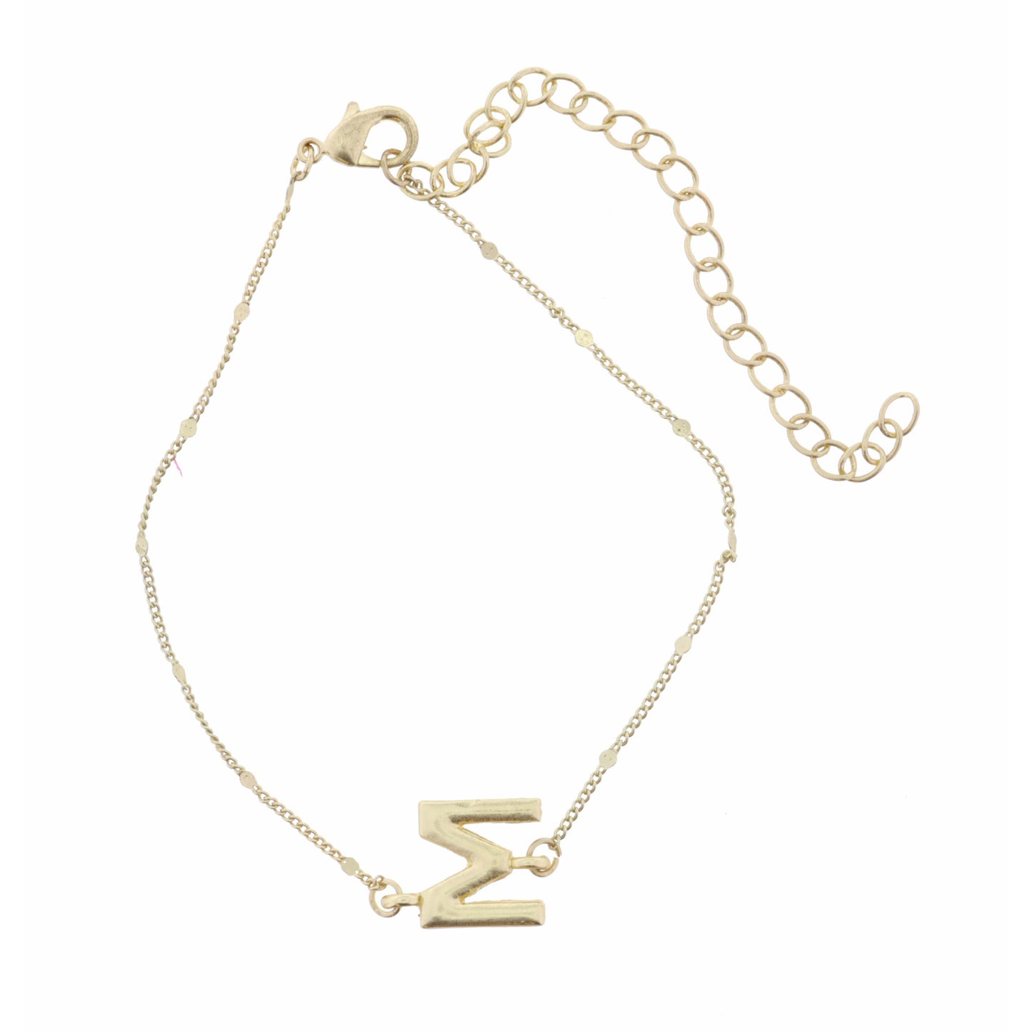 Block "M" Initial on Disc Chain Bracelet
