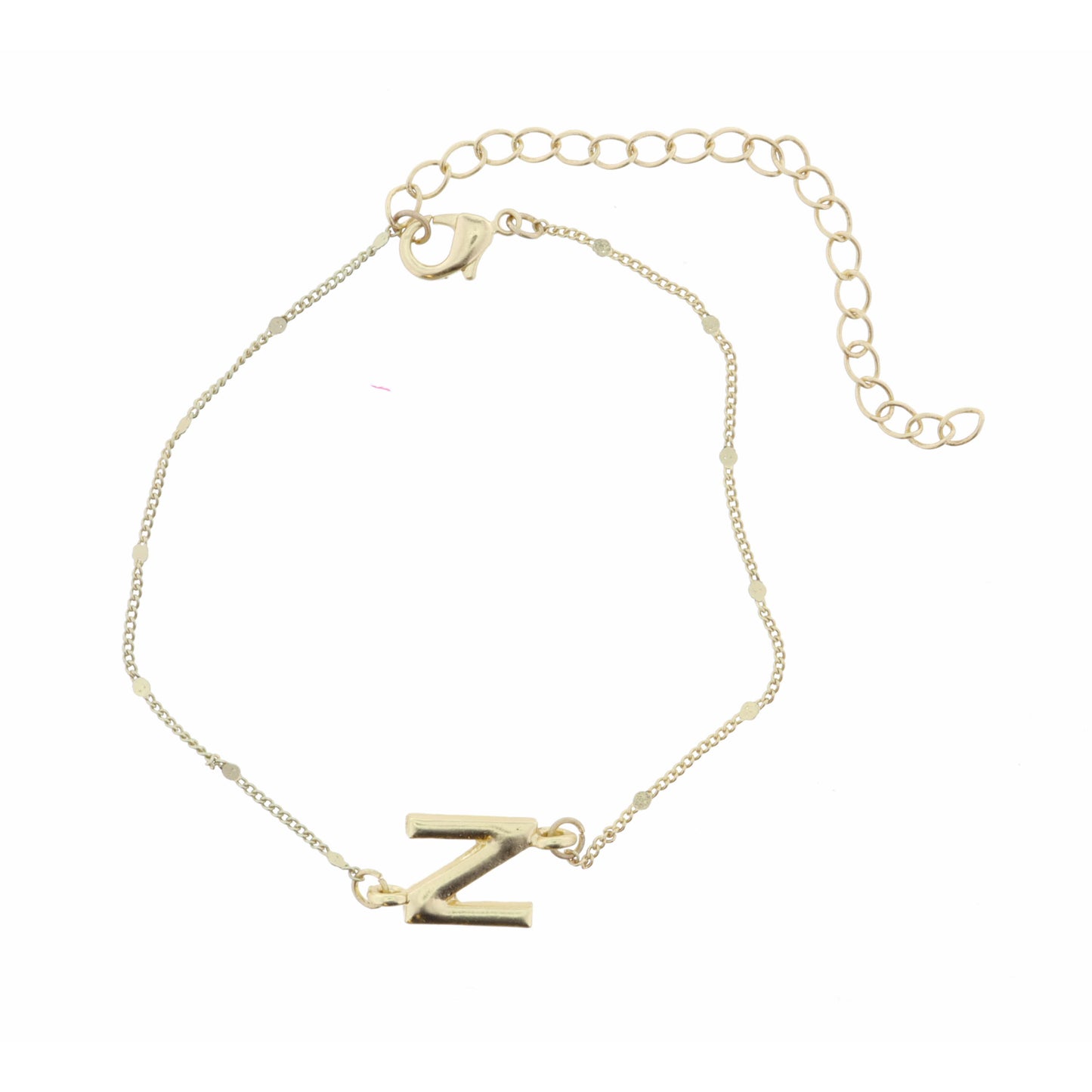 Block "N" Initial on Disc Chain Bracelet