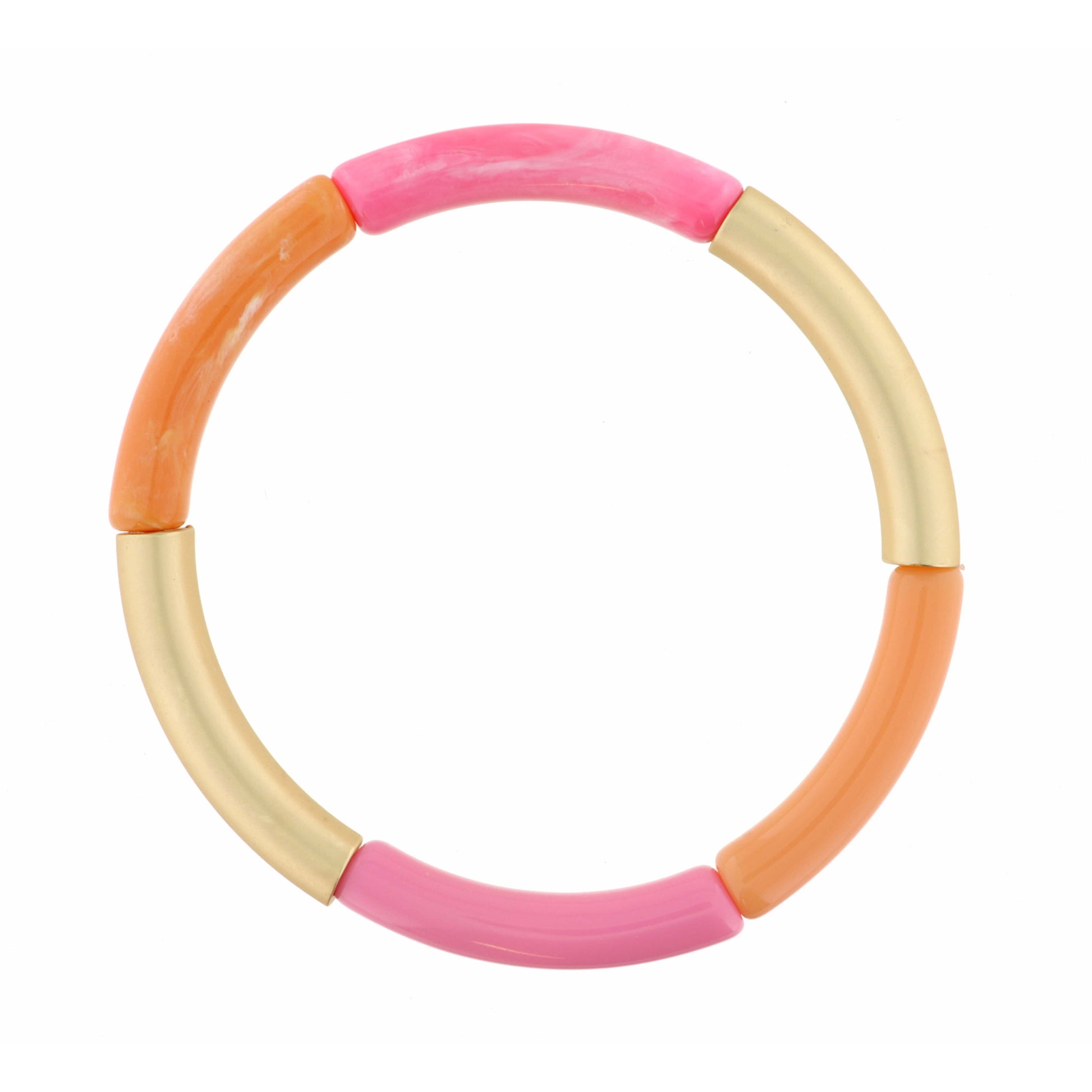 Thin, Pink, Gold, and Clementine Acrylic Bracelet