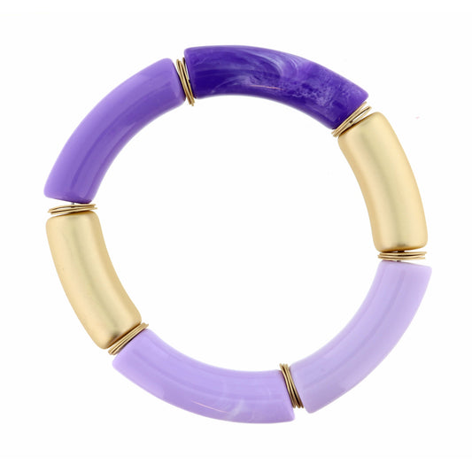Thick, Gold, Lavender, and Purple Marble Acrylic Bracelet