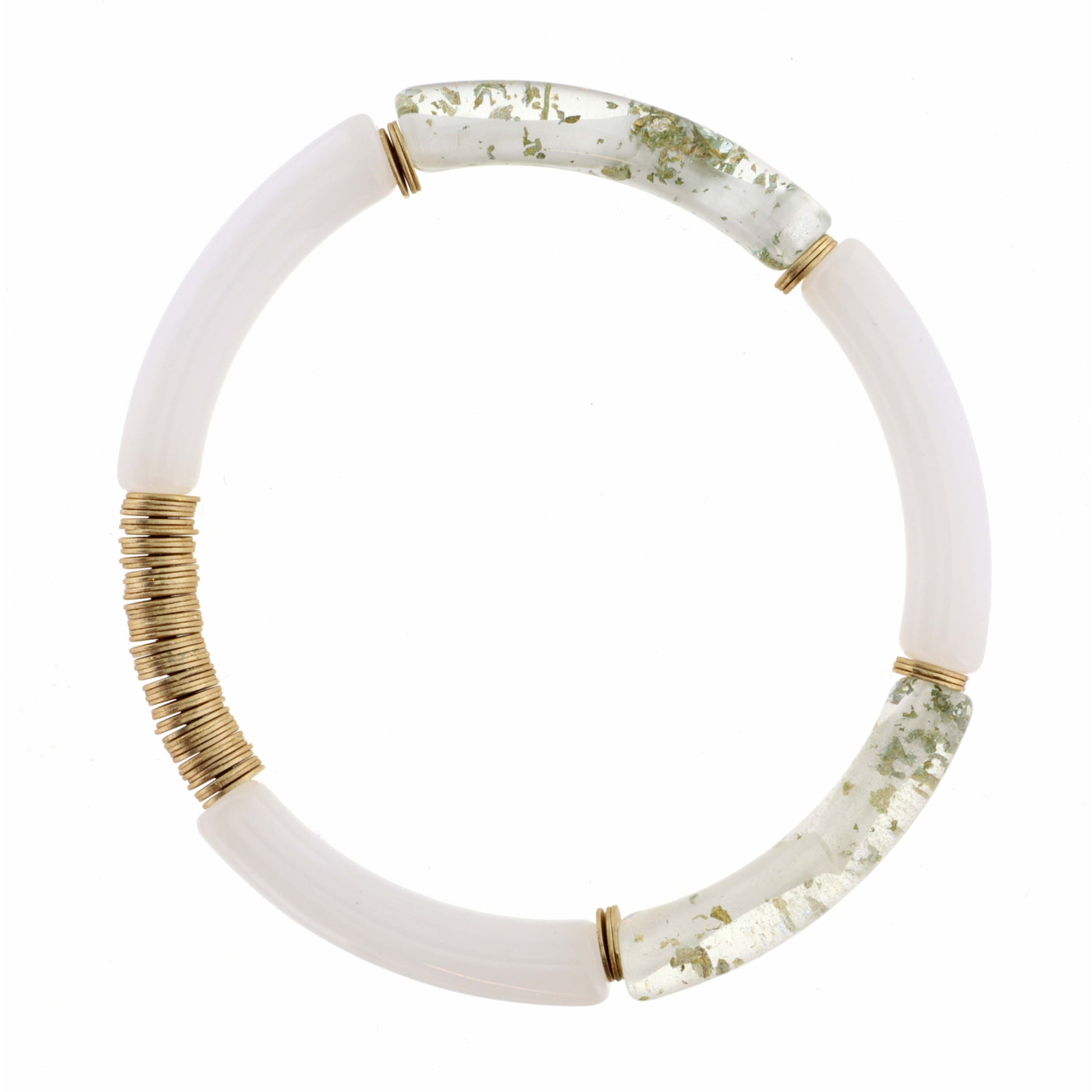 Thin, Opal and Gold Acrylic Bracelet