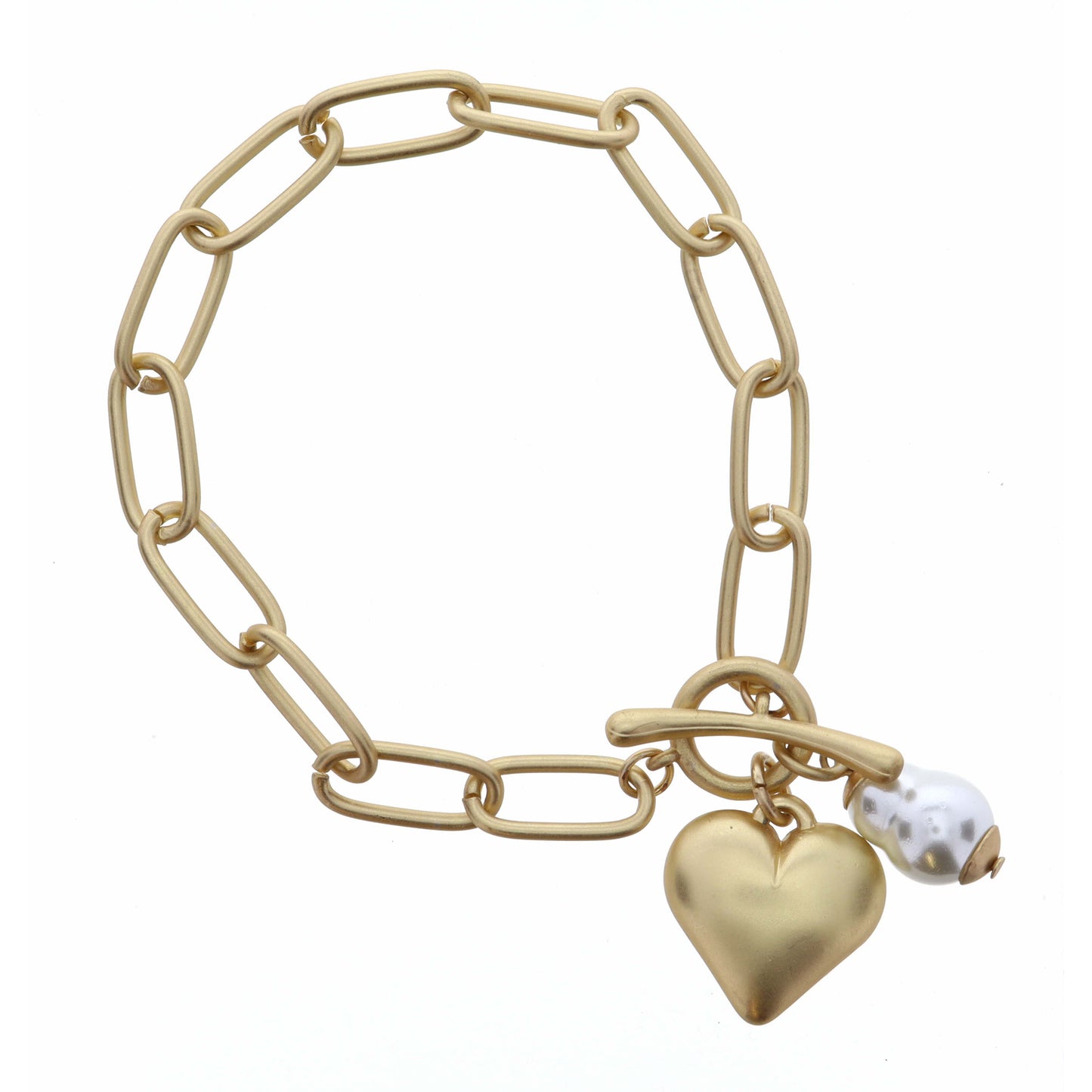 Heart & Pearl on Clip Chain Bracelet