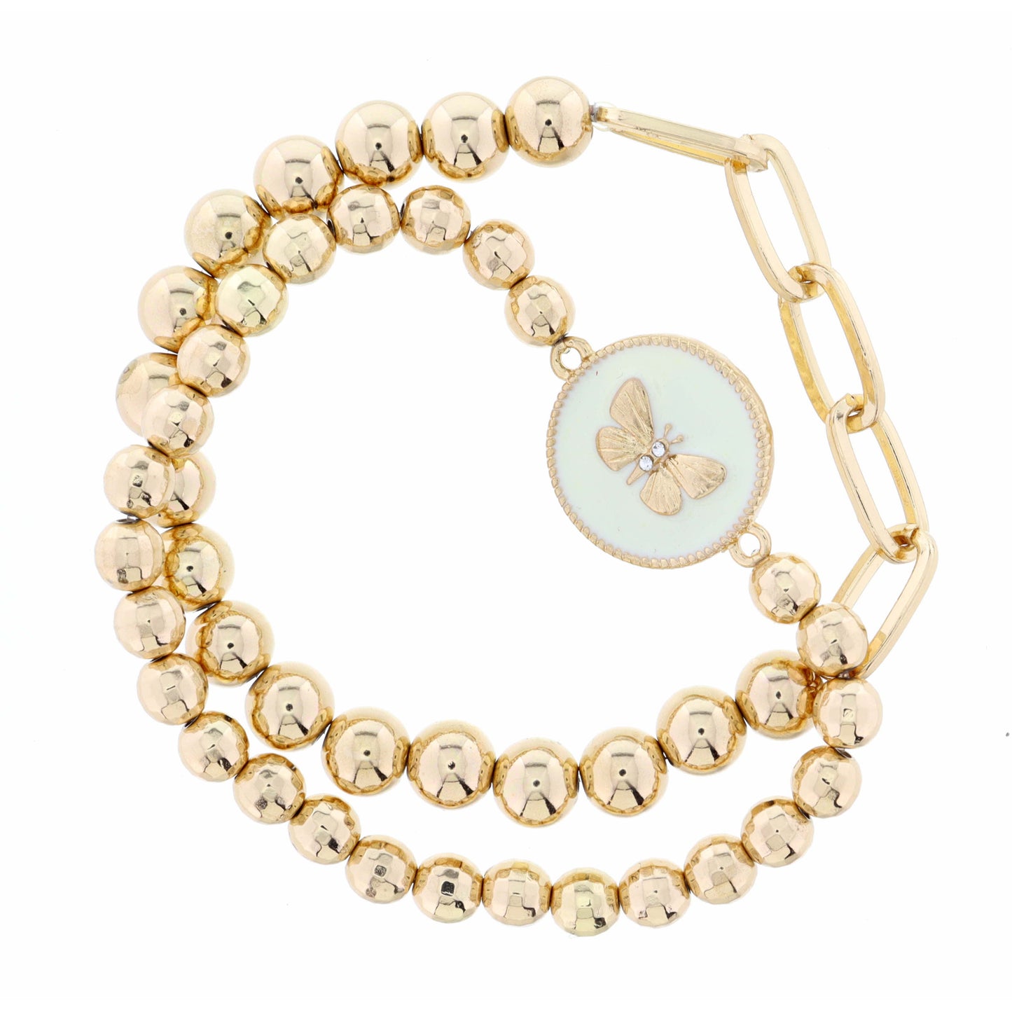 Stack of 2, Butterfly on Ivory Circle, Bracelet