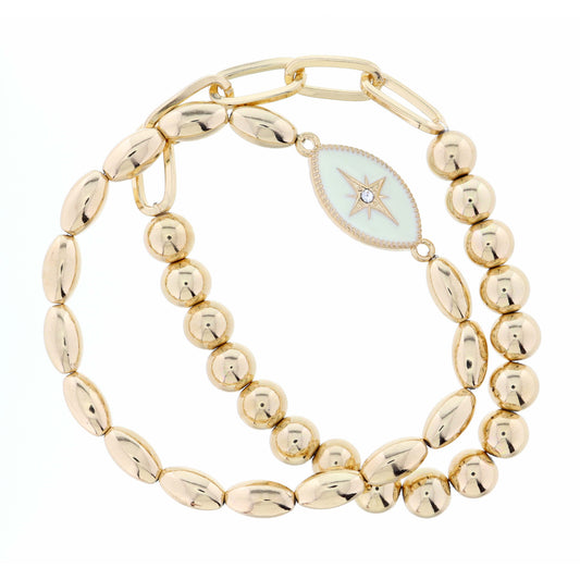 Stack of 2, Starburst on Ivory Marquise, Bracelet