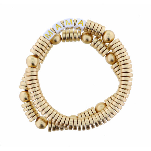 Stack of 2, Mama on Gold Strands Bracelet