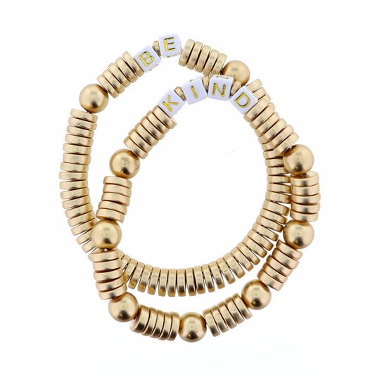 Stack of 2, Be Kind on Gold Strands Bracelet