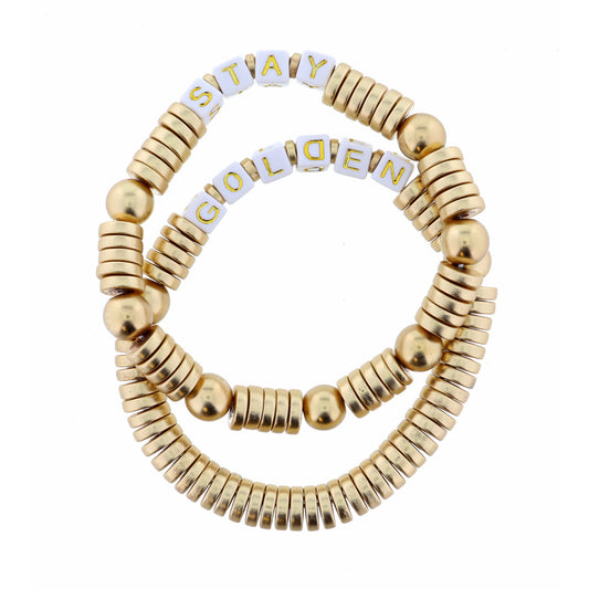 Stack of 2, Stay Golden on Gold Strands Bracelet