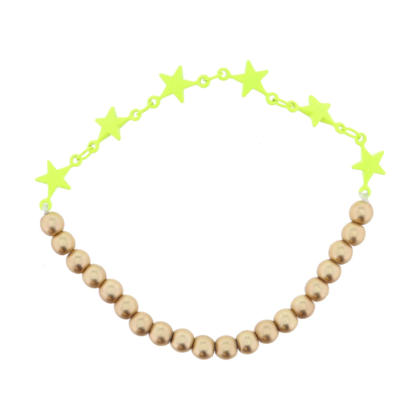 Kids Neon Yellow Metal Stars Bracelet