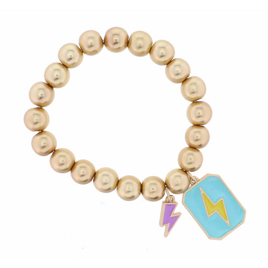 Kids Lightning Bolt on Turquoise with Lavender Lightning Bolt  Bracelet