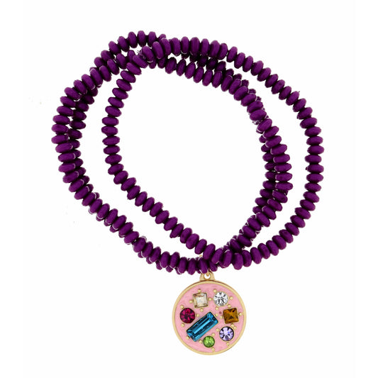 Kids Pink Circle with Multi Crystals Bracelet