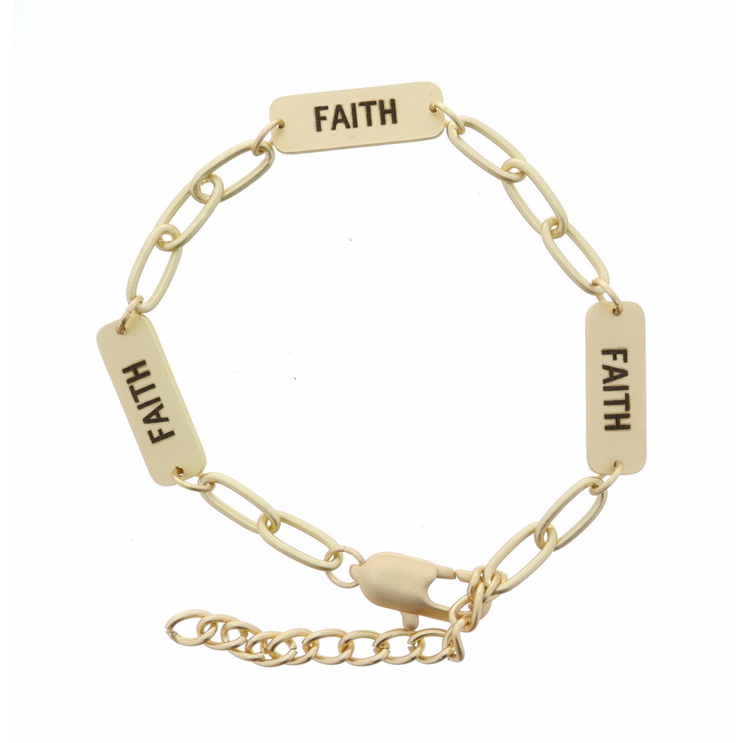 "Faith" Plated Link Bracelet, 2" Ext.