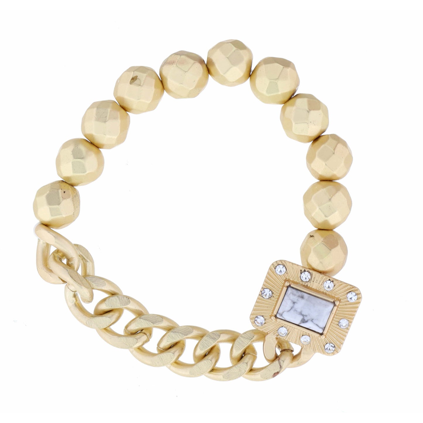 Rounded Rectange with Center Howlite Rectangle Bracelet
