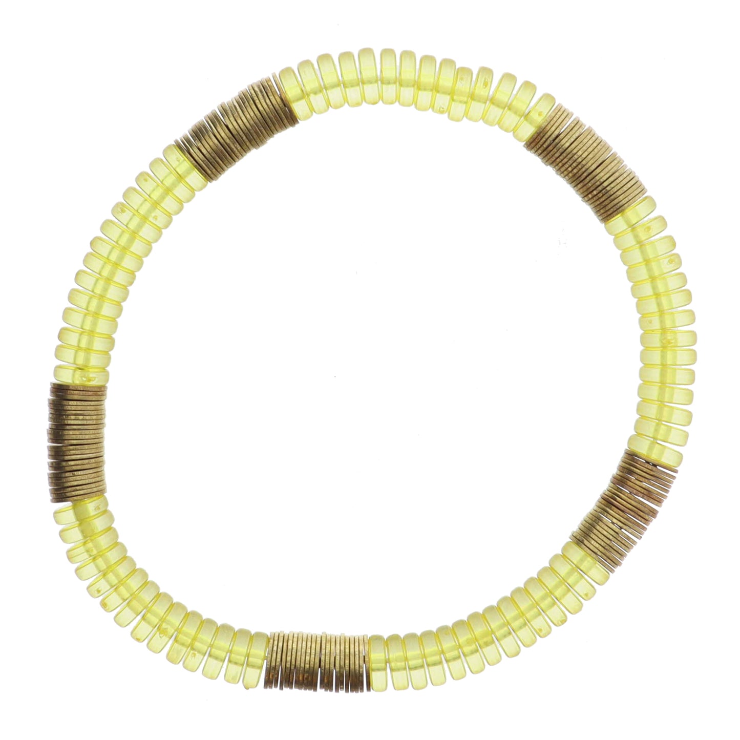 Yellow Cylinder Beads with Gold Sequin Accents Bracelet