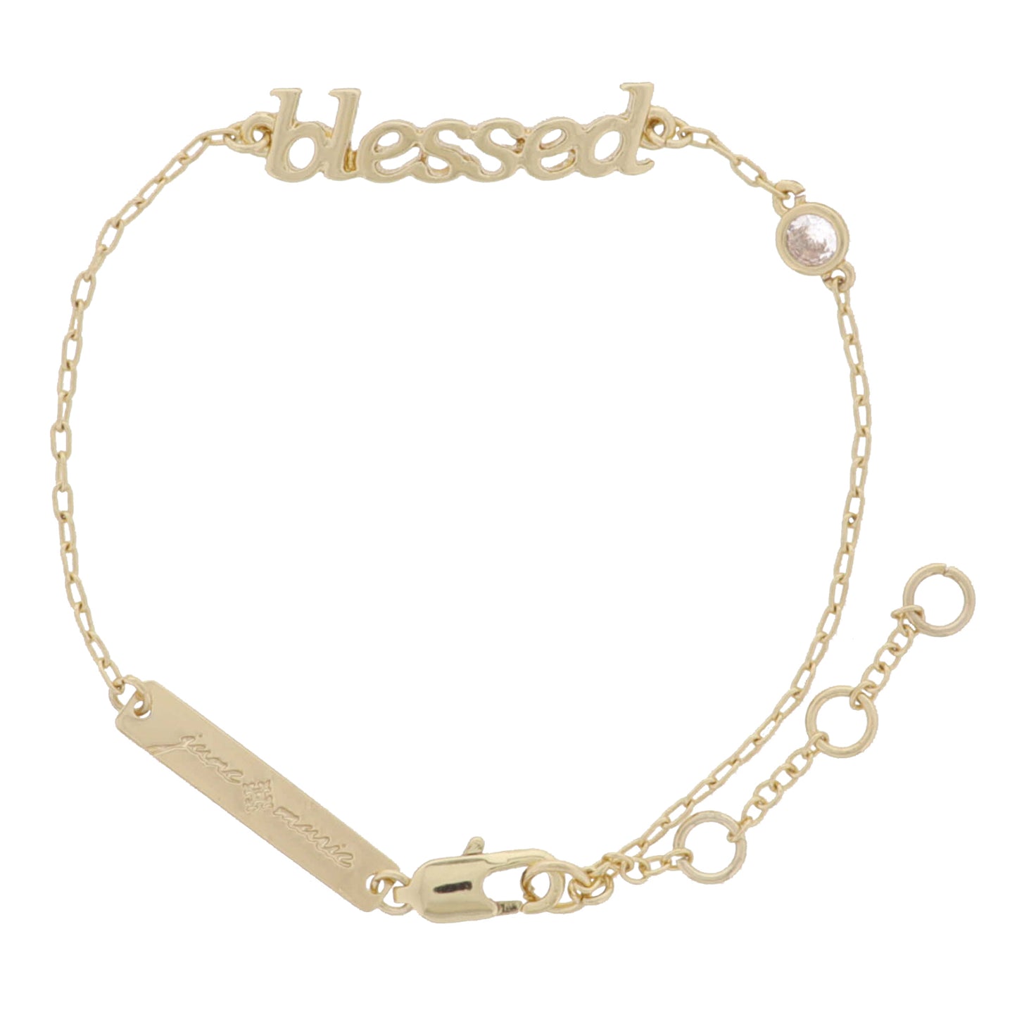 18K Gold Plated "blessed" with Clear Crystal Accent Bracelet