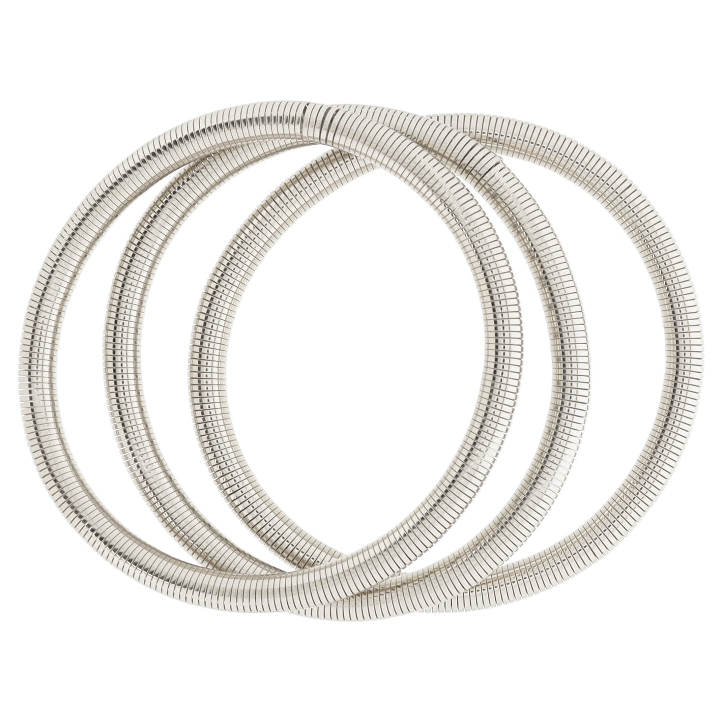 Set of 3, Silver Stretchy Bangles Bracelet, 8" Around