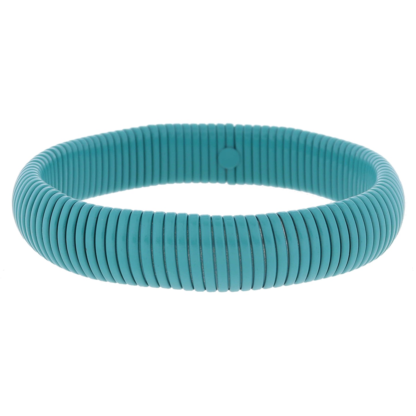 Chunky Turquoise Enamel Stretchy Bangle Bracelet, 8" Around