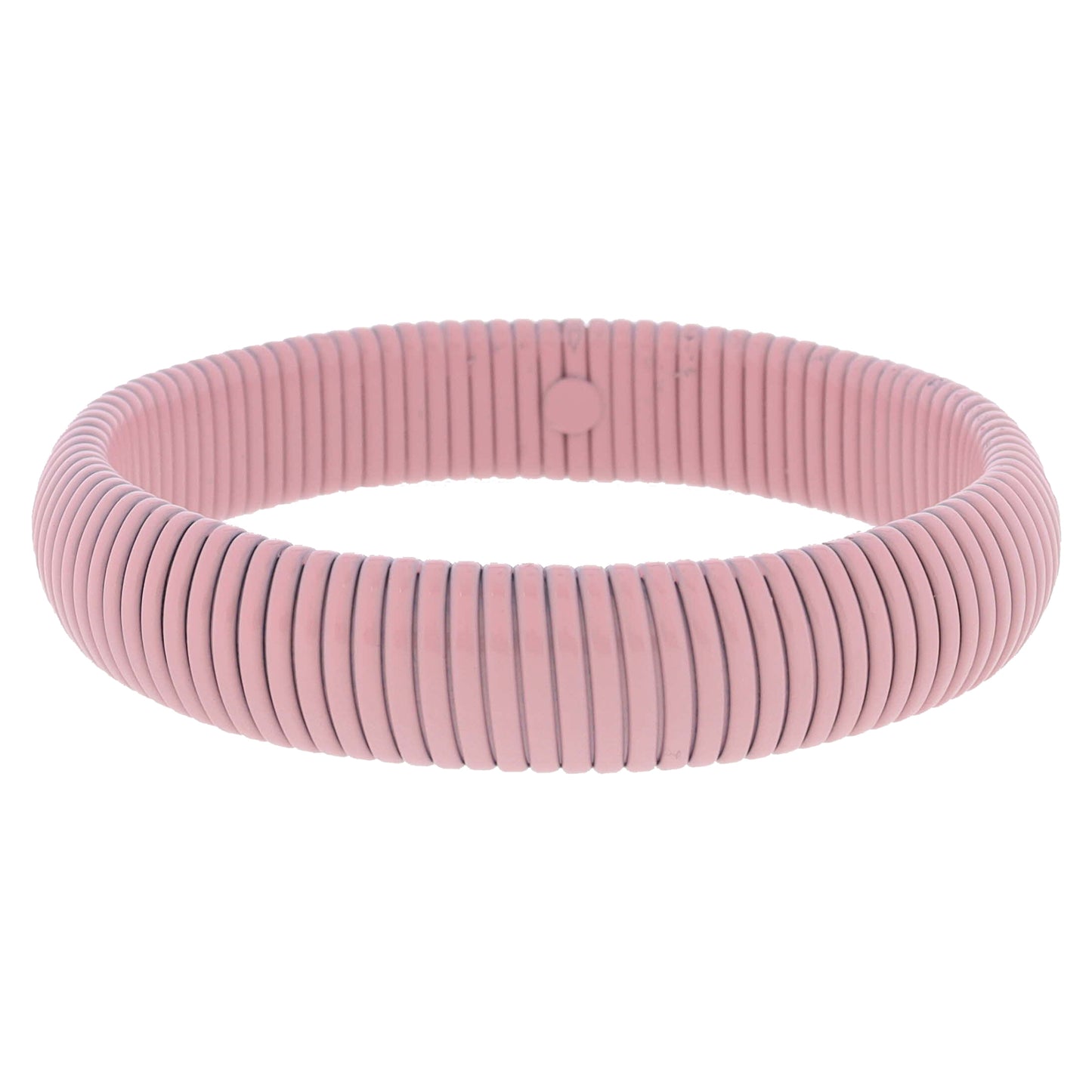 Chunky Light Pink Enamel Stretchy Bangle Bracelet, 8" Around