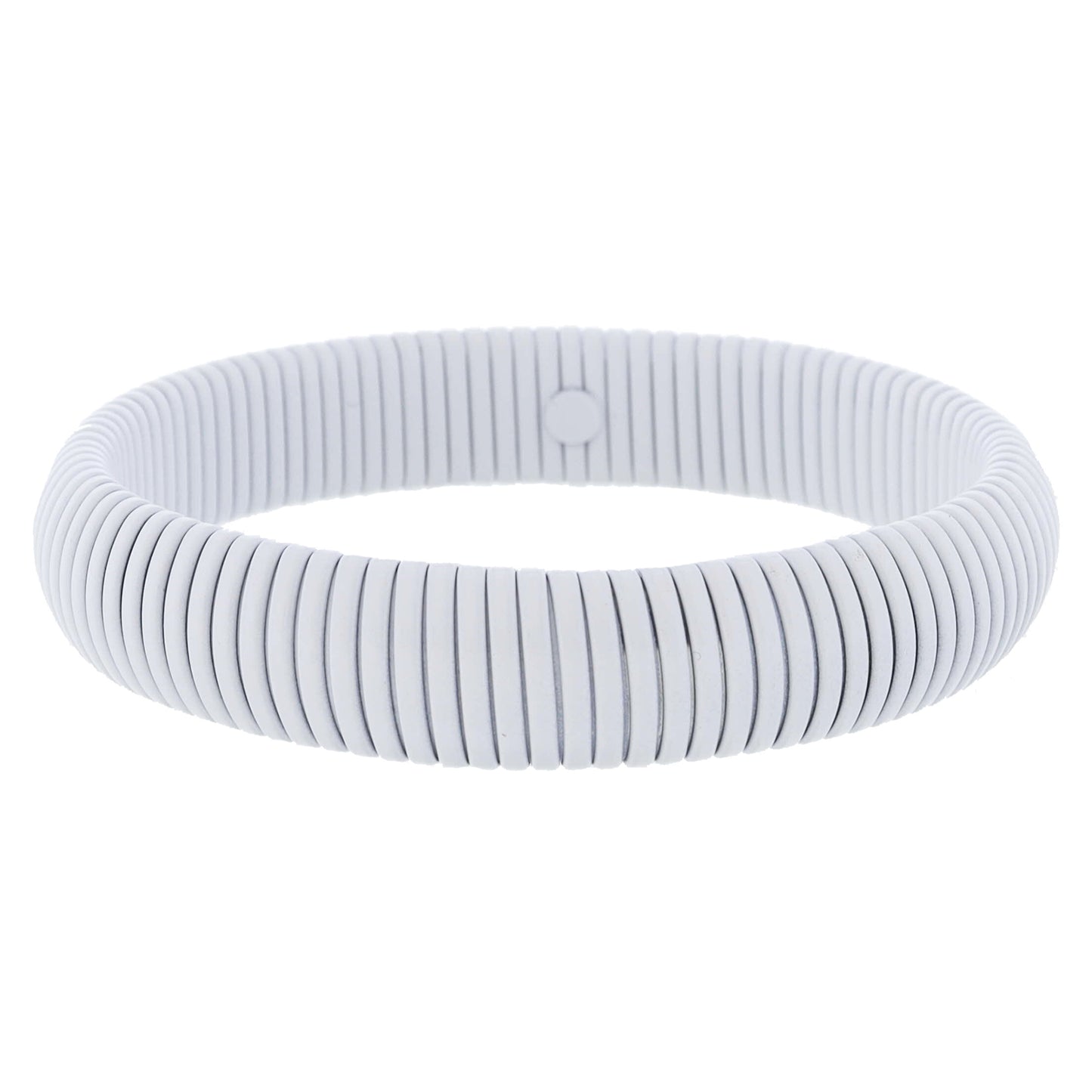 Chunky White Enamel Stretchy Bangle Bracelet, 8" Around