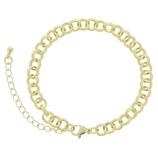 Make Mine Golden! 18K Gold Plated Textured Rolo Chain Bracelet