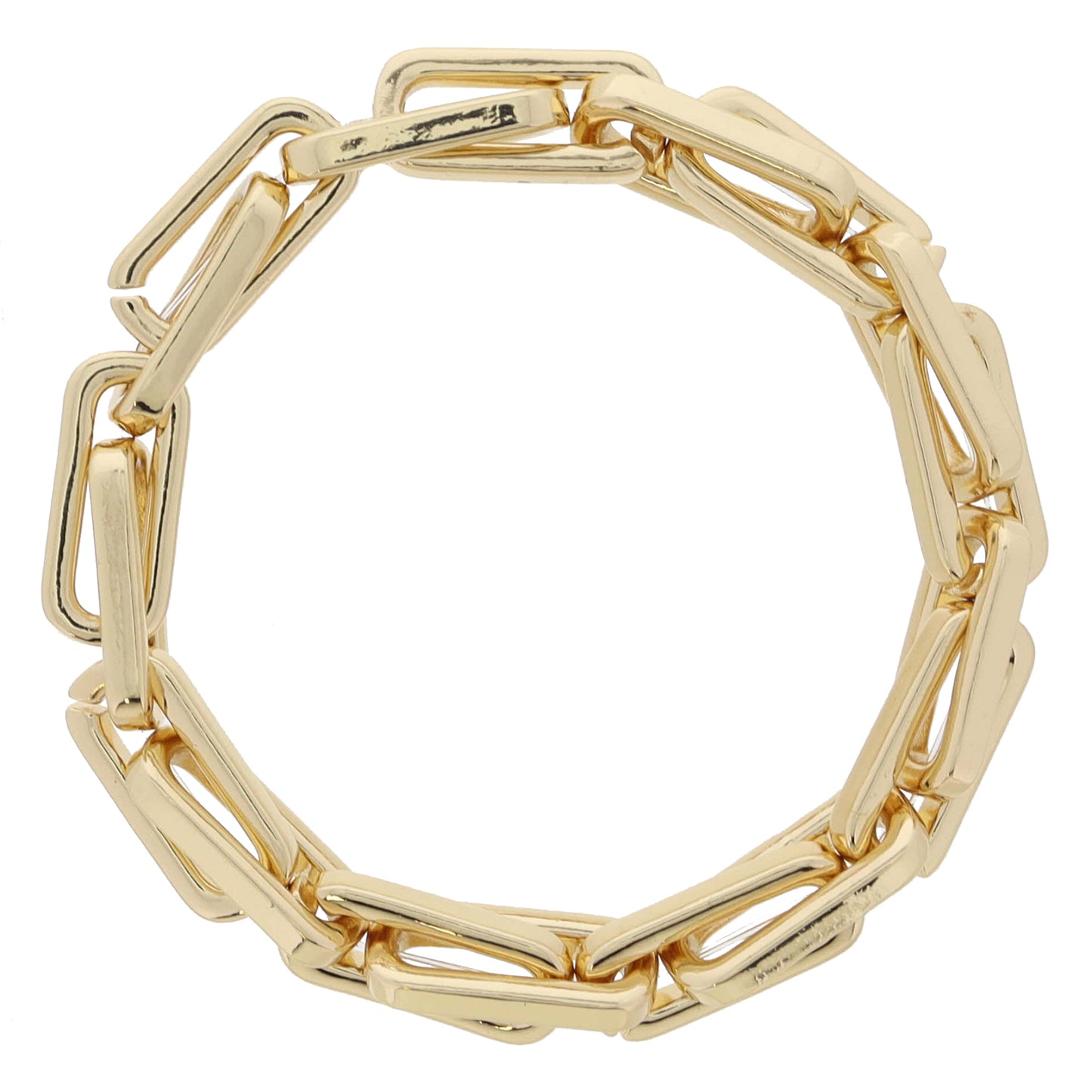 Stretchy Gold Paperclip Links Bracelet, 7.5" Around