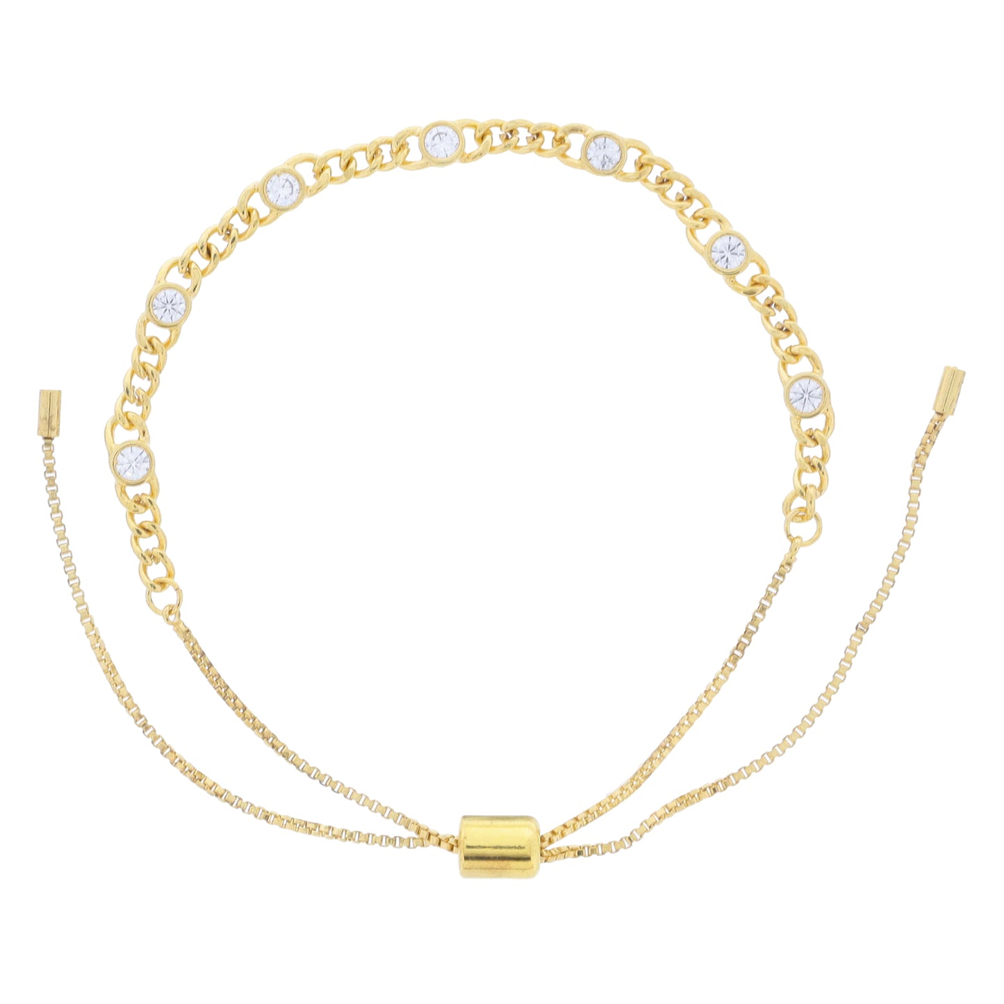 18K Gold Plated Crystals on Curb Chan Bracelet