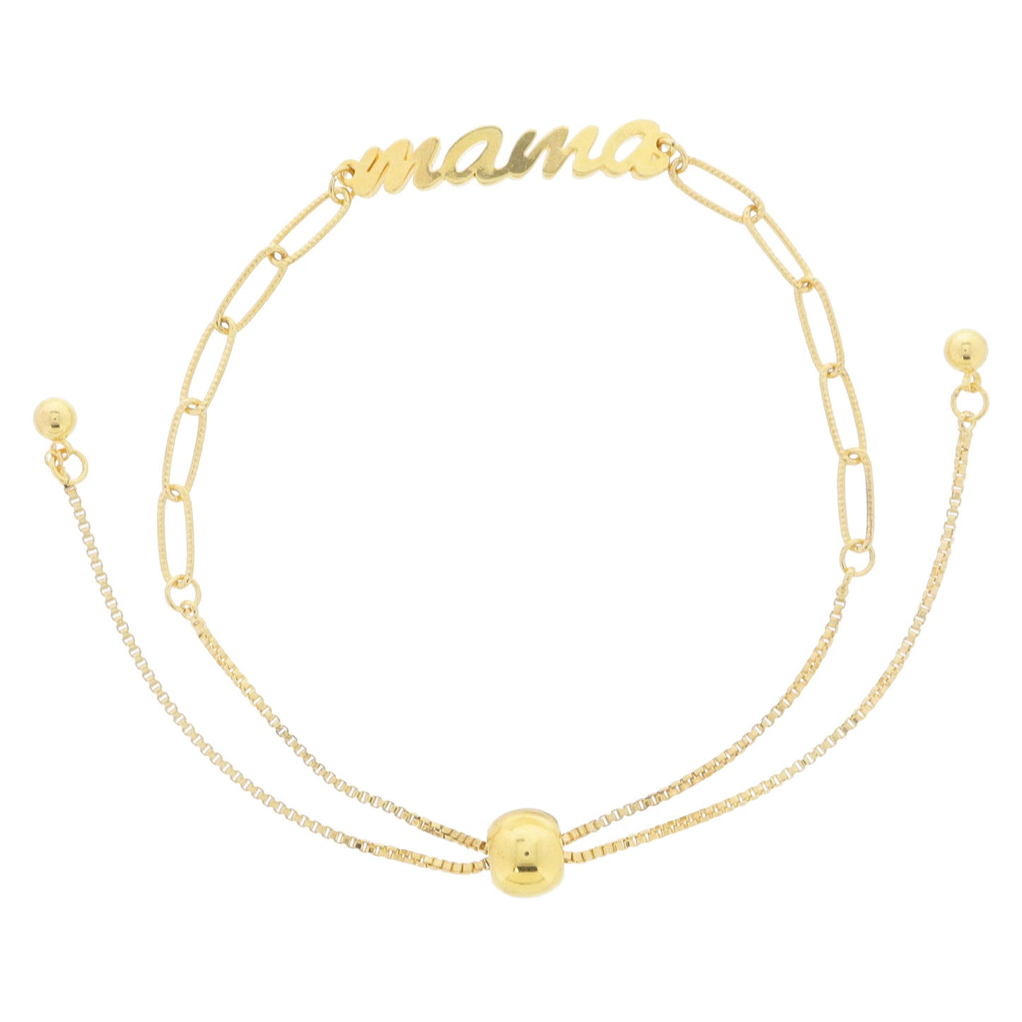 18K Gold Plated "mama" on Paperclip Chain Bracelet