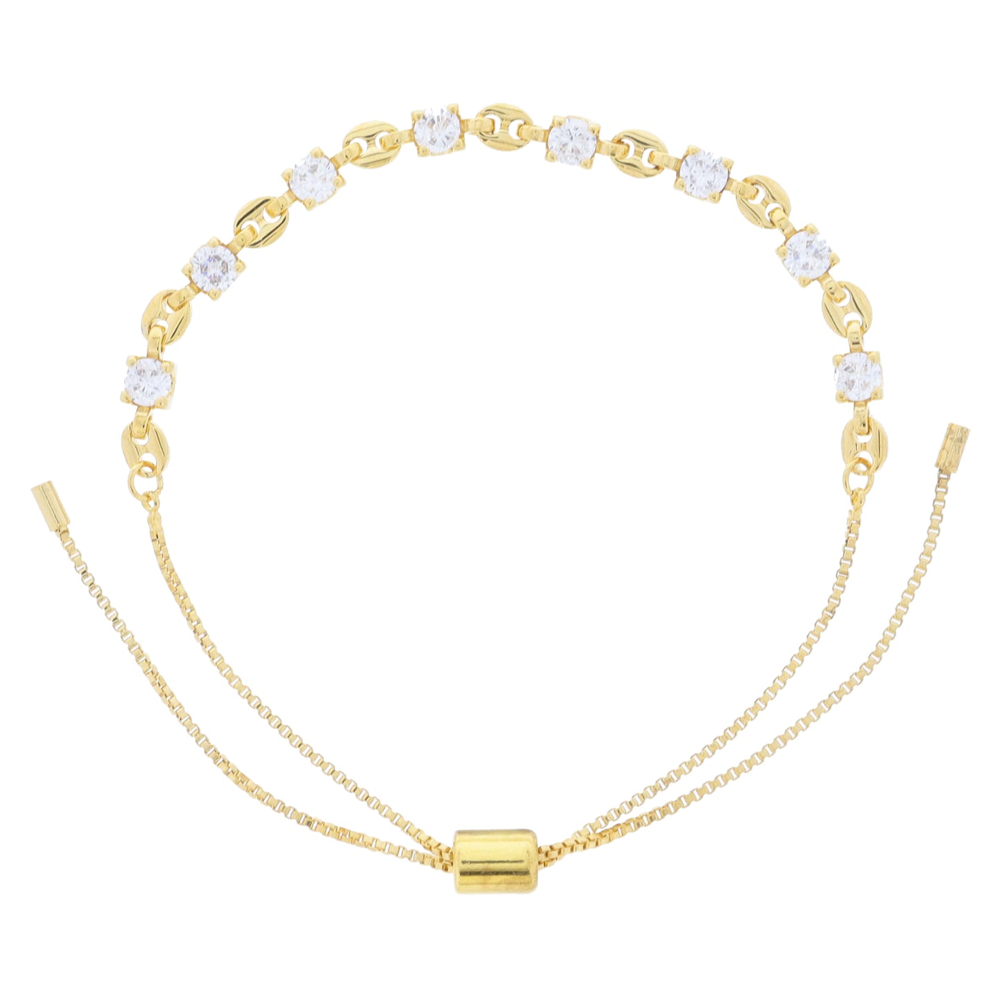 18K Gold Plated Alternating Crystals and Gucci Links Bracelet