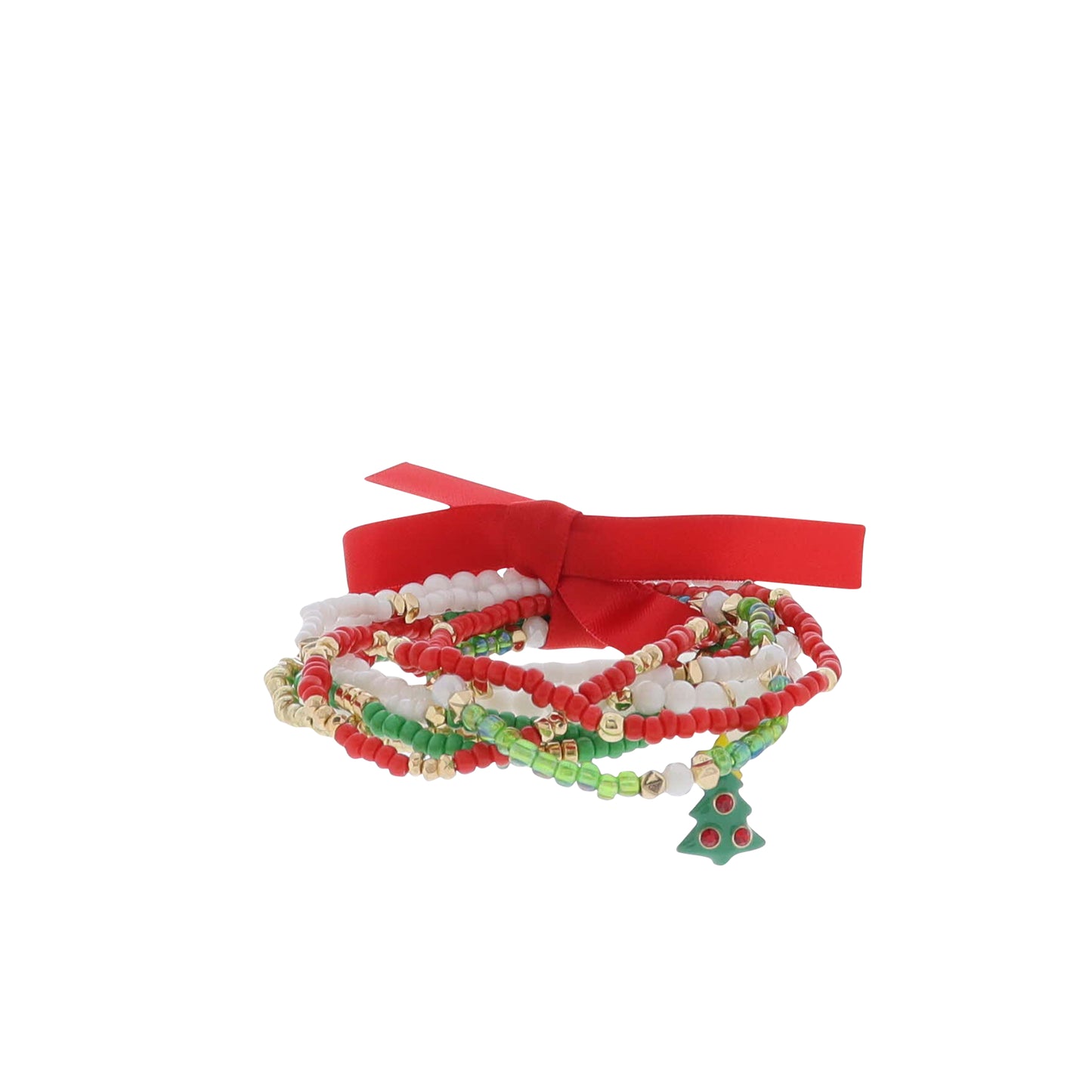 Kids Red, White, Green, Gold Multi Stretch Bracelet