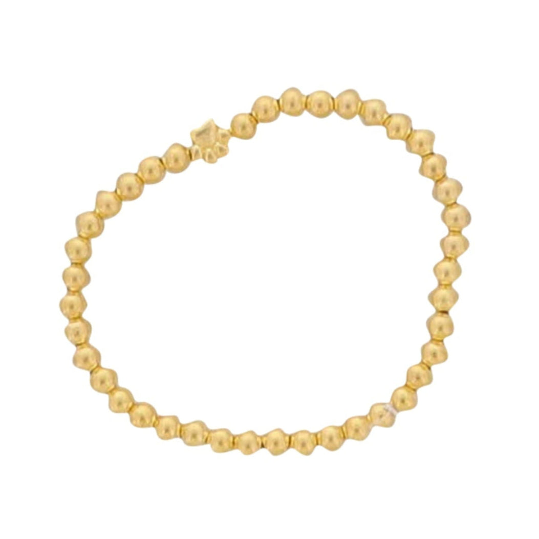18K Gold Plated Beaded Stretch Bracelet with Gold Paw Print