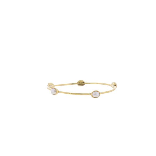 18K Gold Plated Bangle Bracelet with Pearl Ovals
