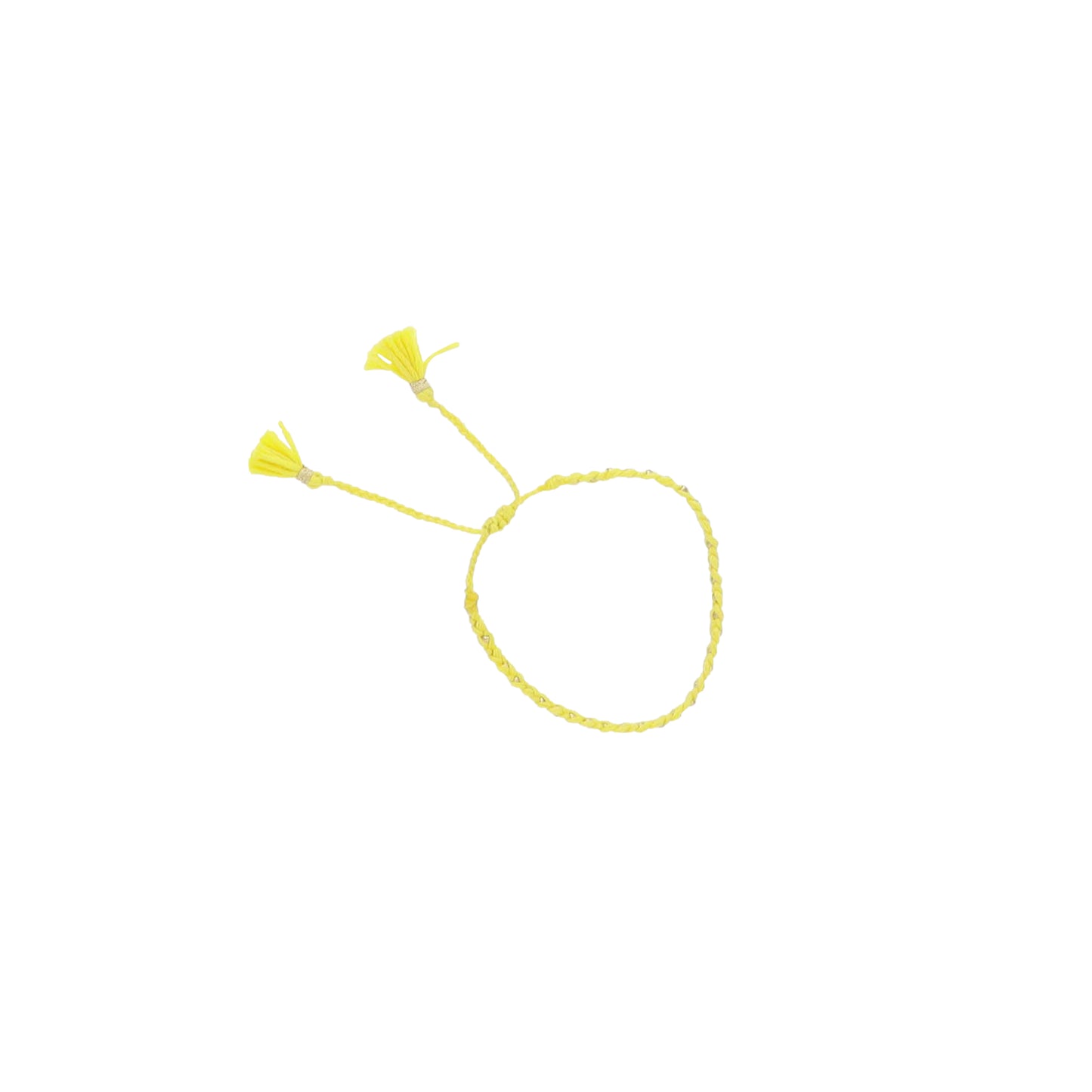 Yellow Braided Thread Bracelet with Gold Beads