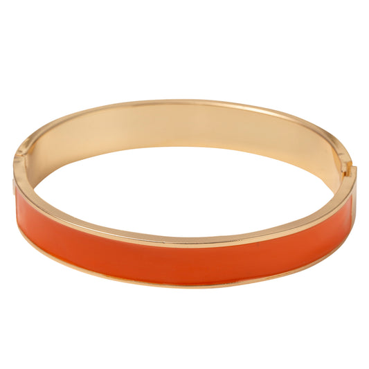 Gold Hinge Bracelet with Orange Enamel
