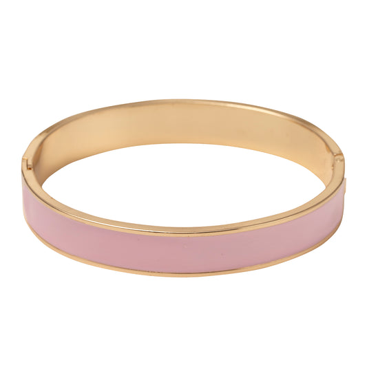 Gold Hinge Bracelet with Light Pink Enamel
