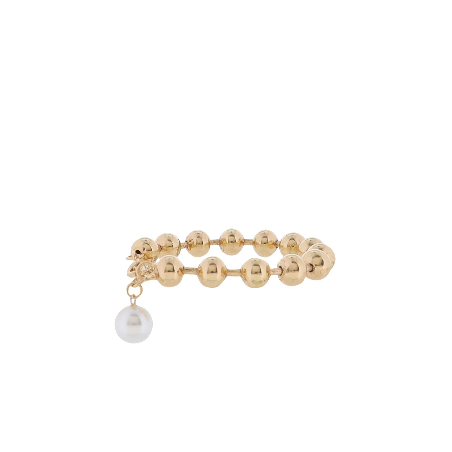 Gold Ball Beaded with Pearl Charm Bracelet