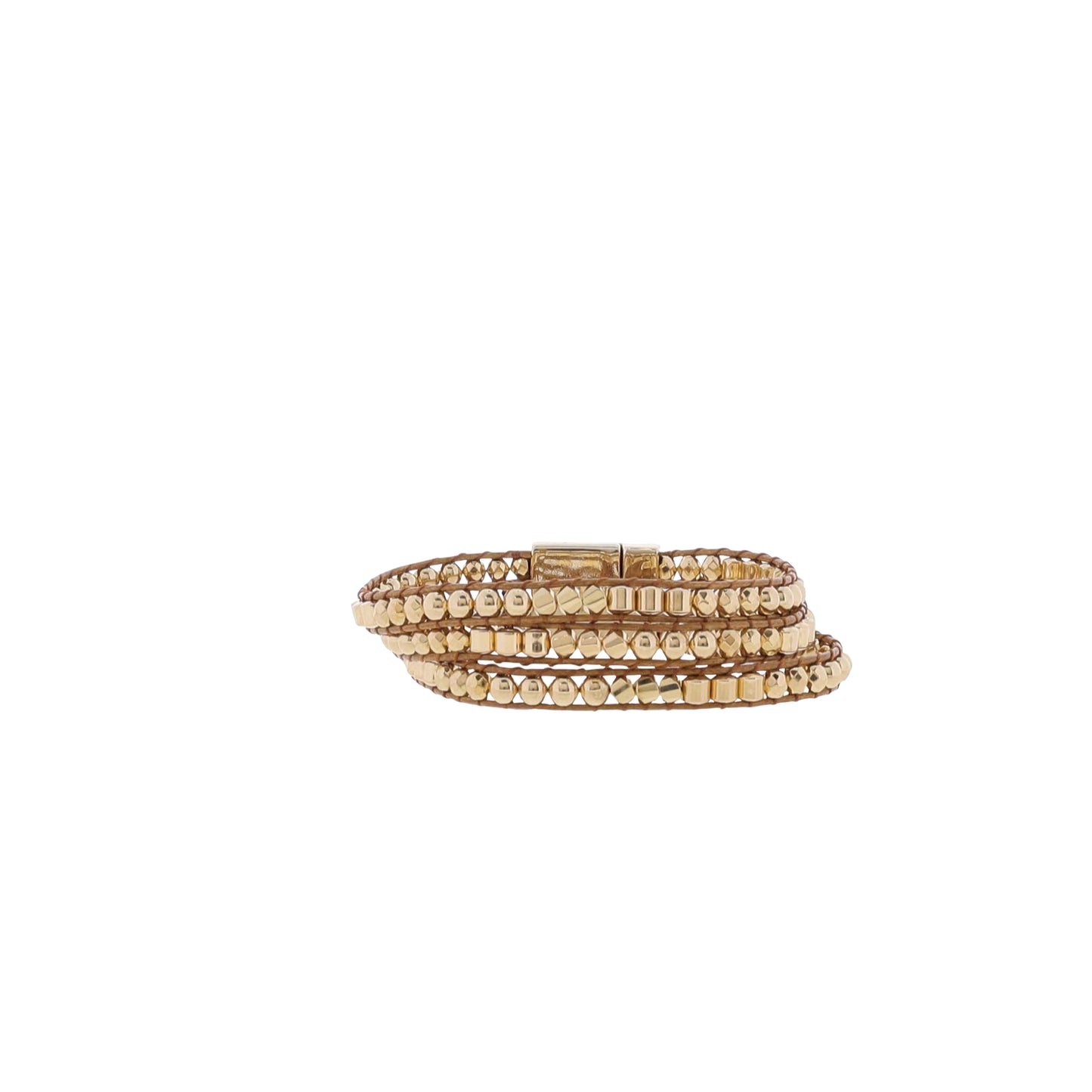 Gold Woven Beaded Bracelet Magnetic Closure
