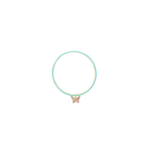 Kids Teal Enamel Bangle Bracelet with Multi Butterfly