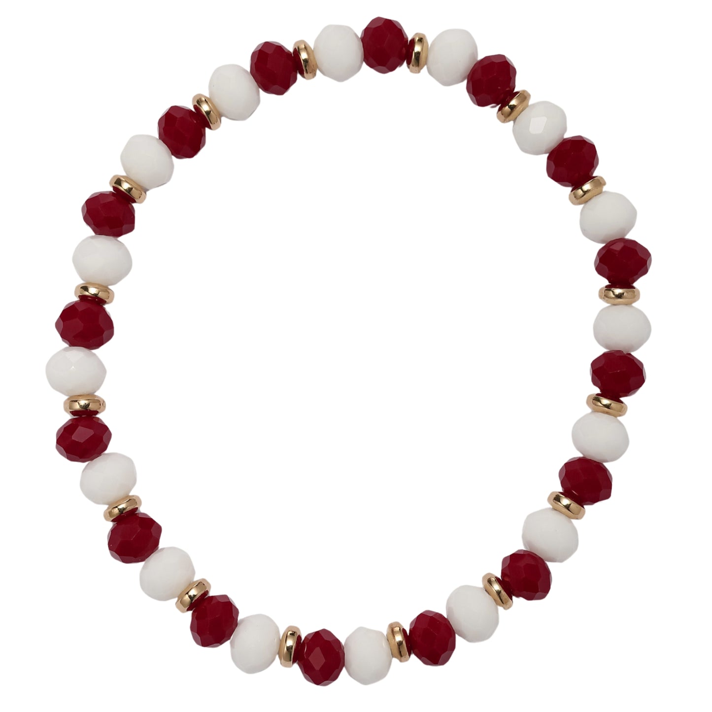 Maroon, Gold Faceted Beaded Bracelet