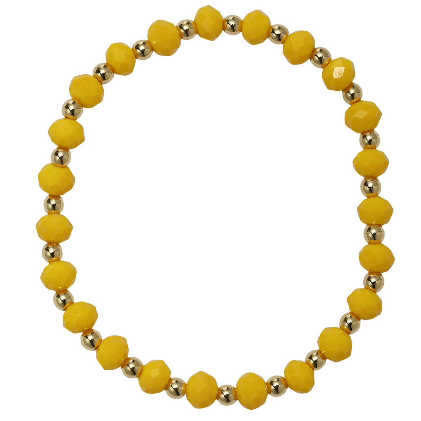 Yellow, Gold Faceted Beaded Bracelet