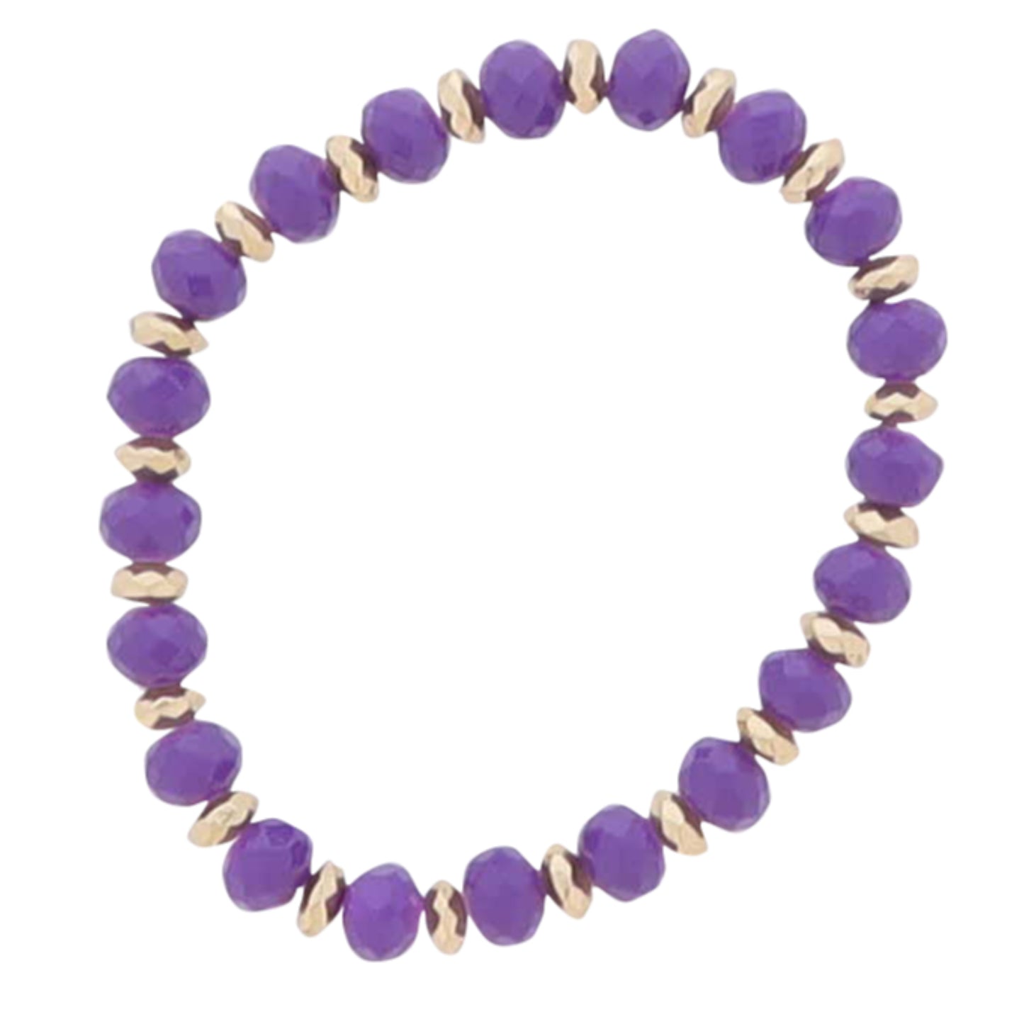 Purple, Gold Faceted Beaded Bracelet