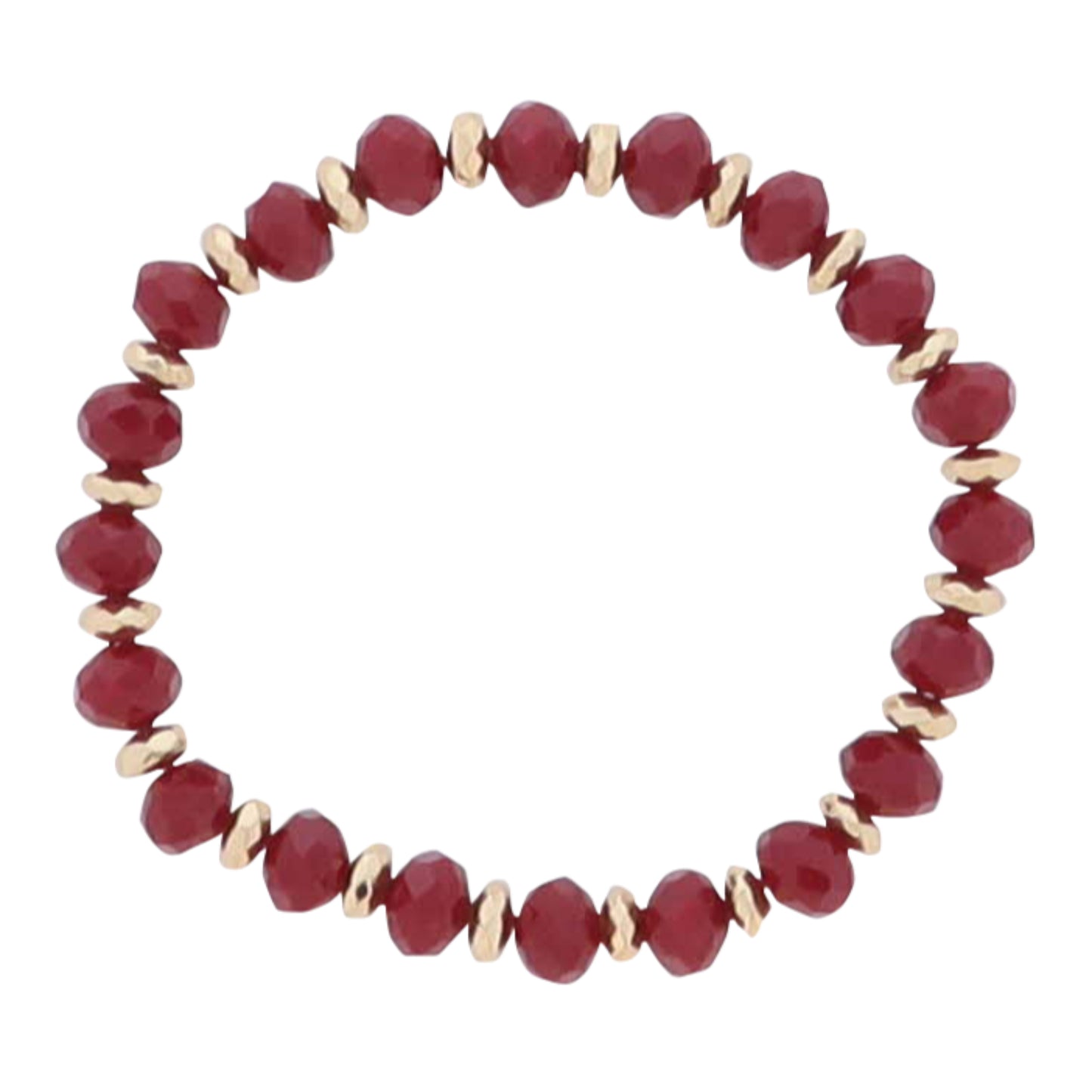 Crimson, Gold Faceted Beaded Bracelet