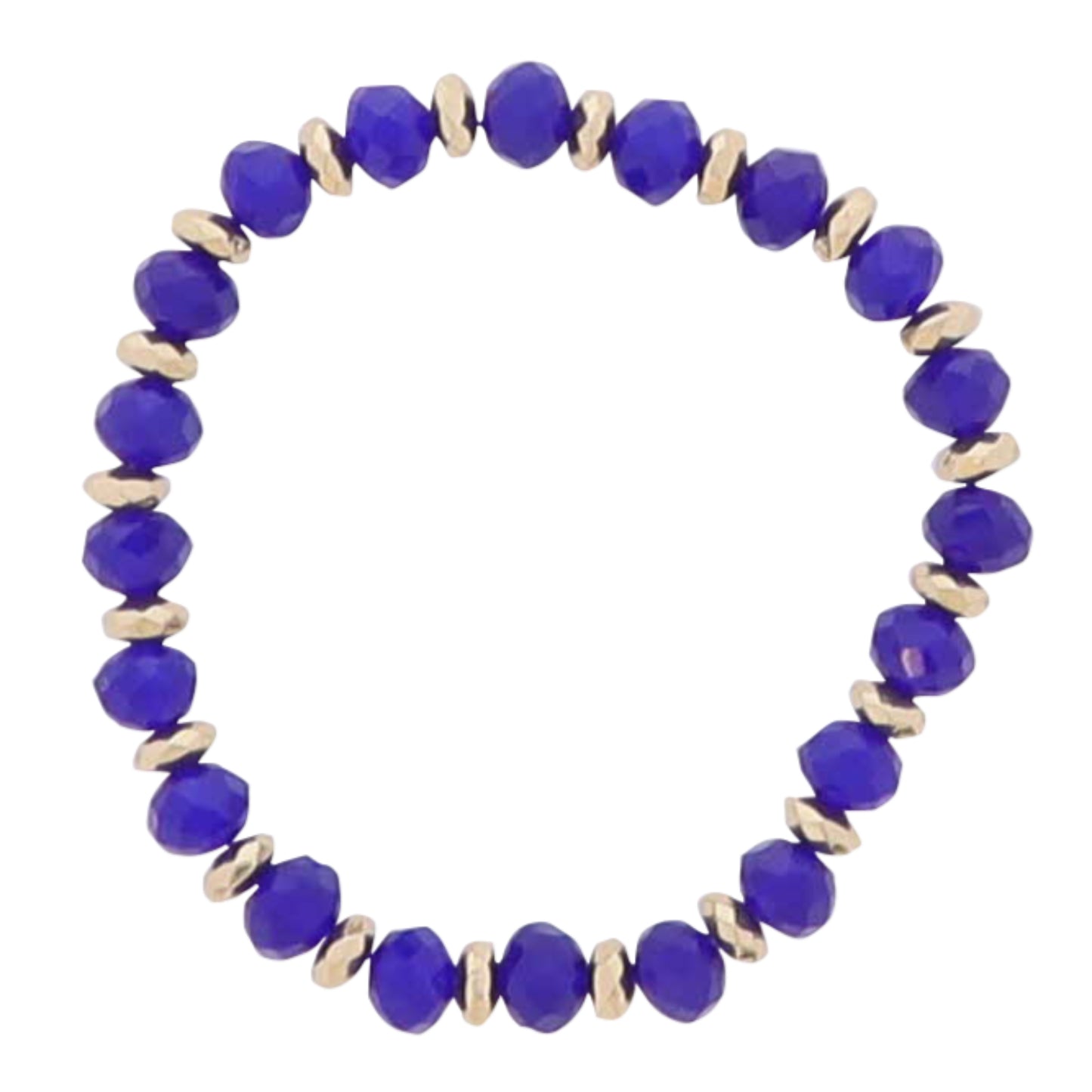 Royal Blue, Gold Faceted Beaded Bracelet