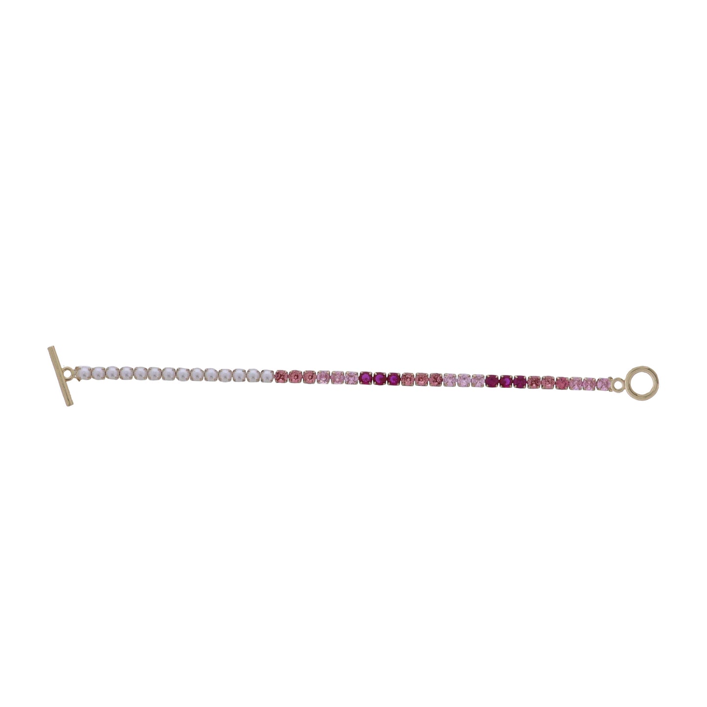 Hot Pink, Light Pink, Pearl Crystal Chain Bracelet