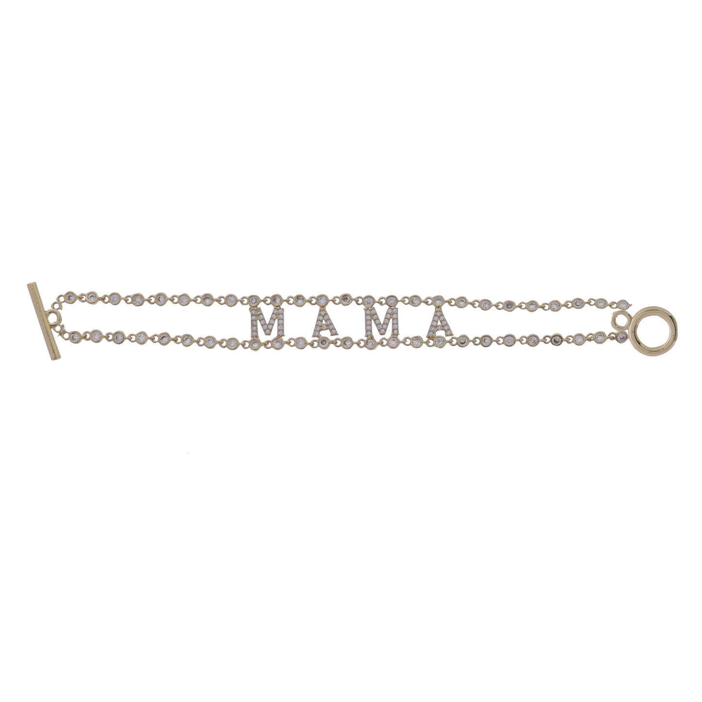 Clear Crystal Link Chain Bracelet with Clear Crstyal "Mama"