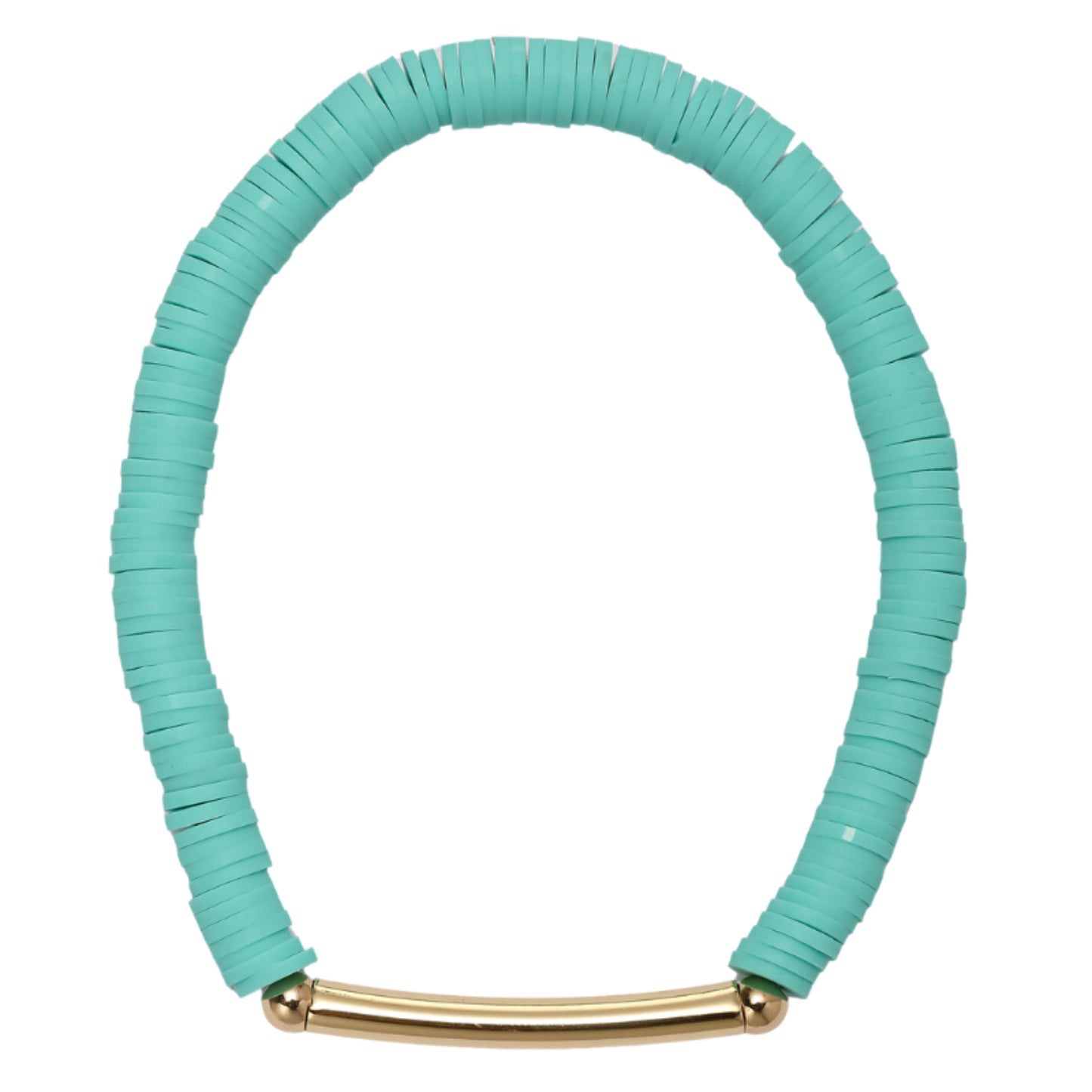 Turquoise Rubber Beaded Bracelet with Bar