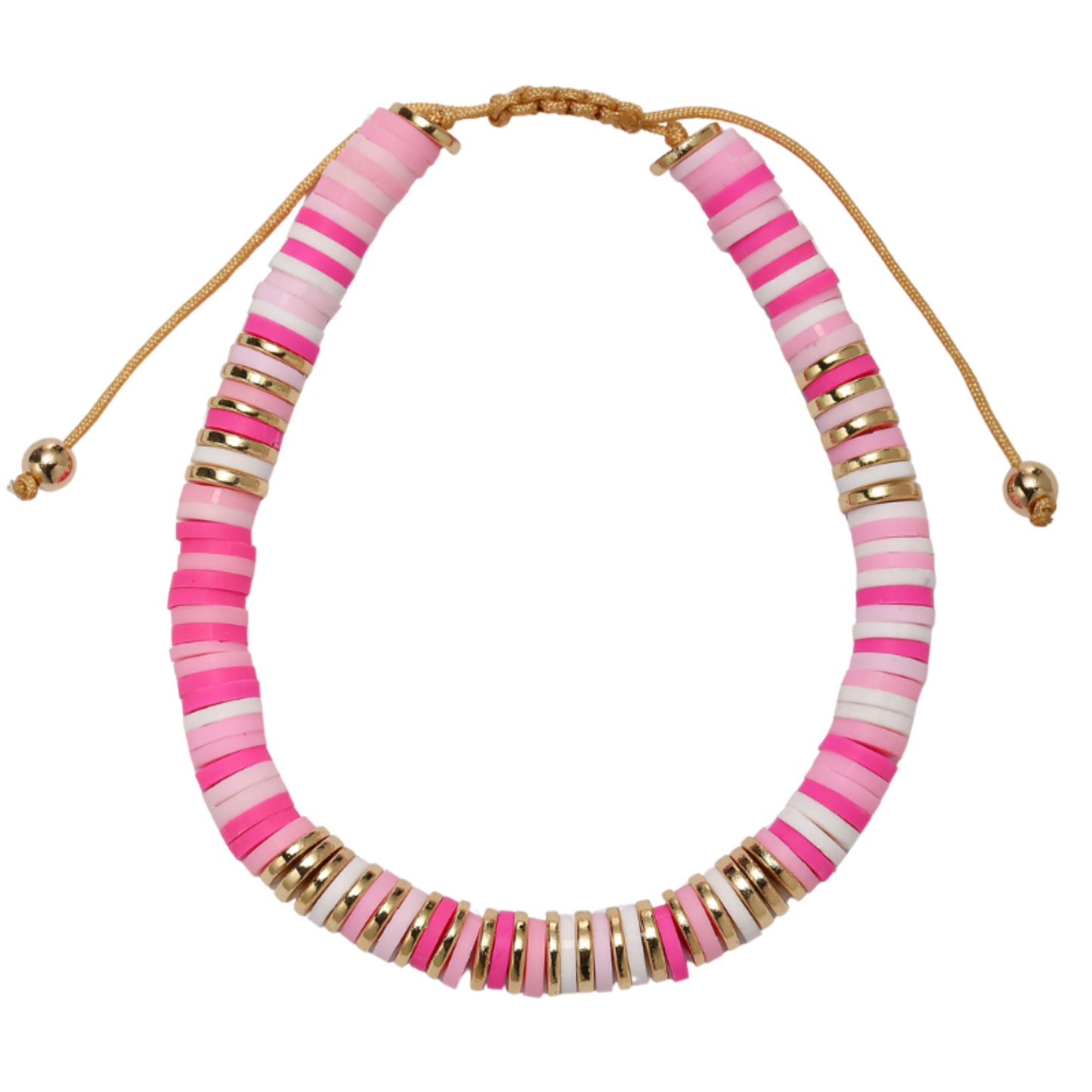 Multi Pinks Rubber Beaded Bracelet with Spacers