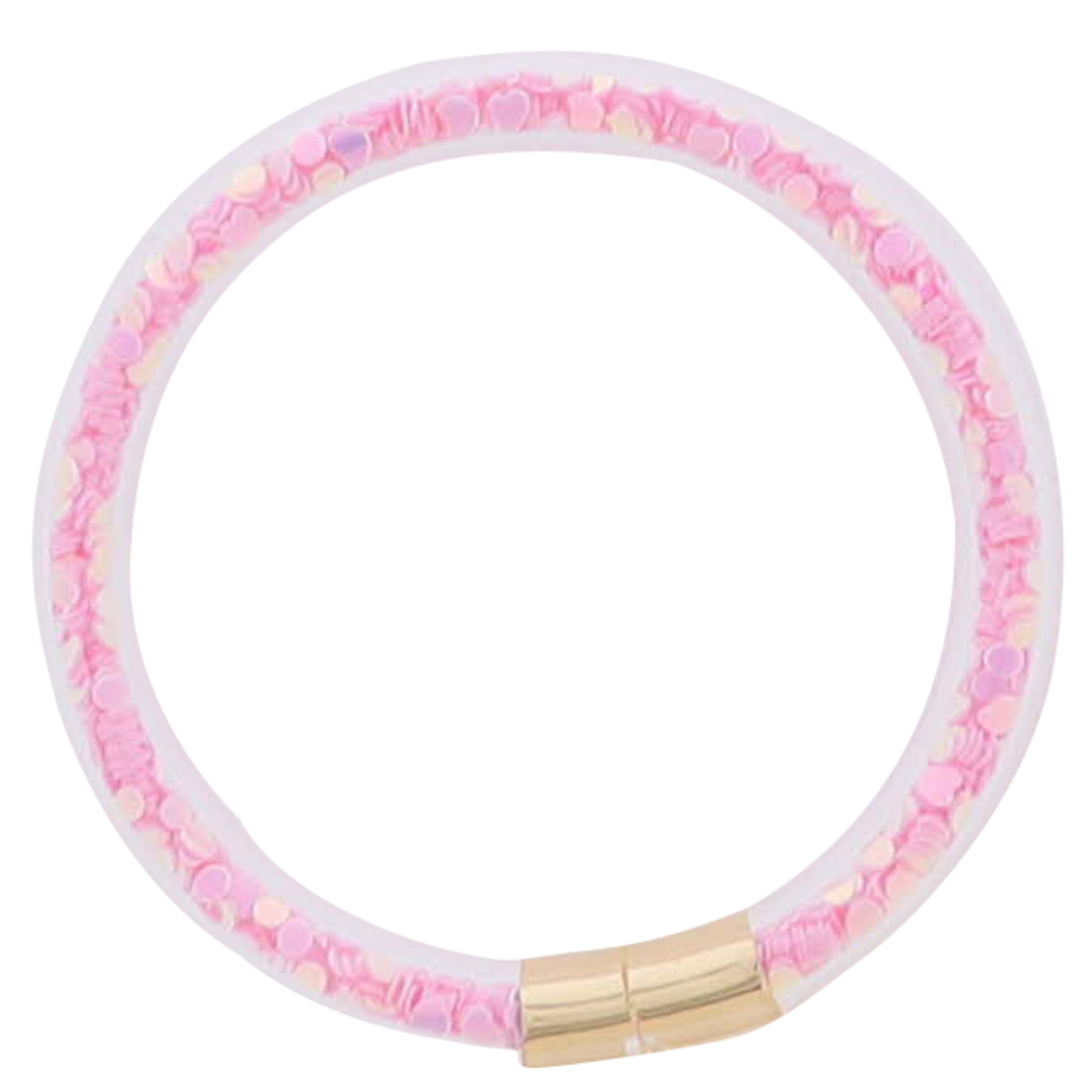Kids Light Pink Confetti Tube Large Circles Bracelet