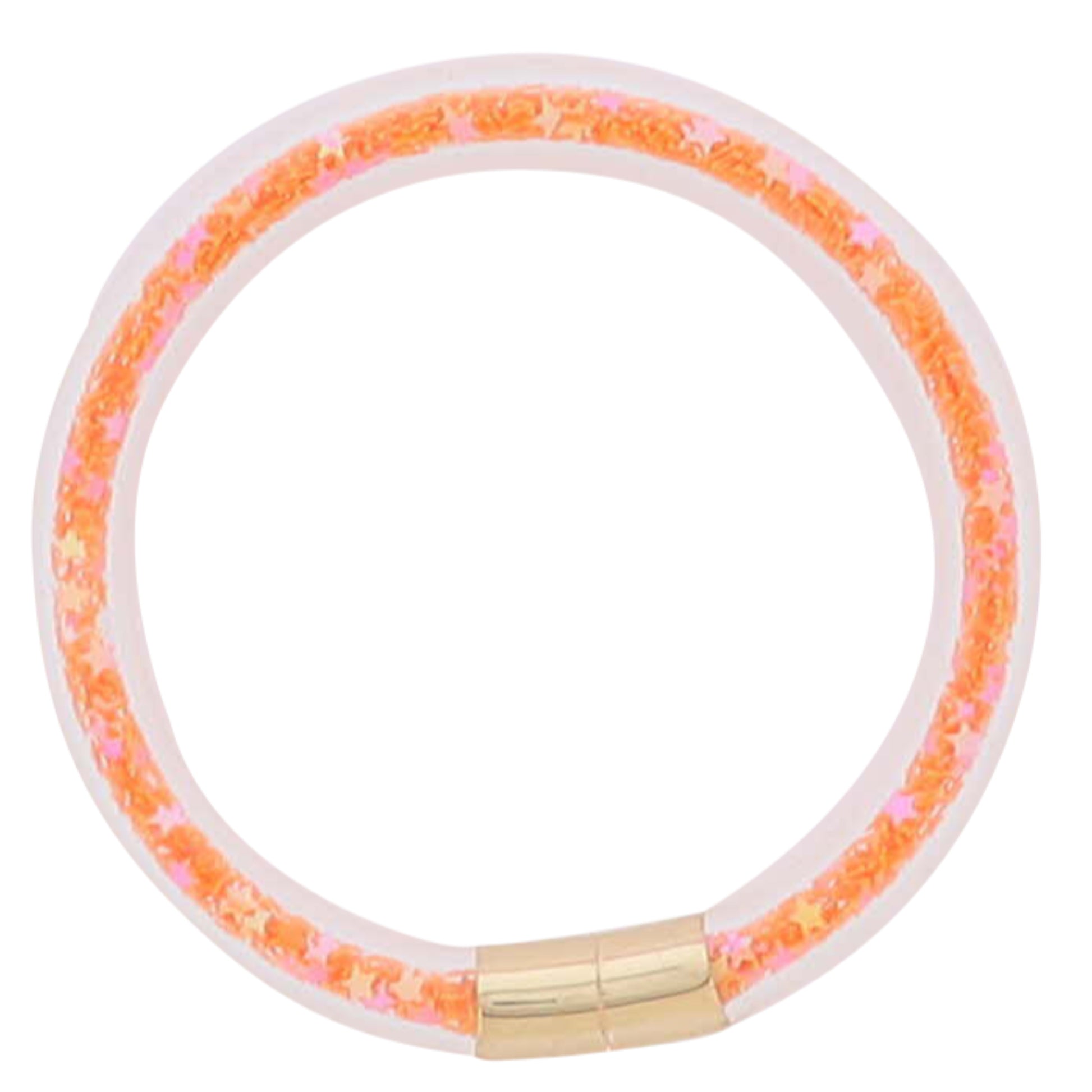 Kids Orange Confetti Tube Large Stars Bracelet
