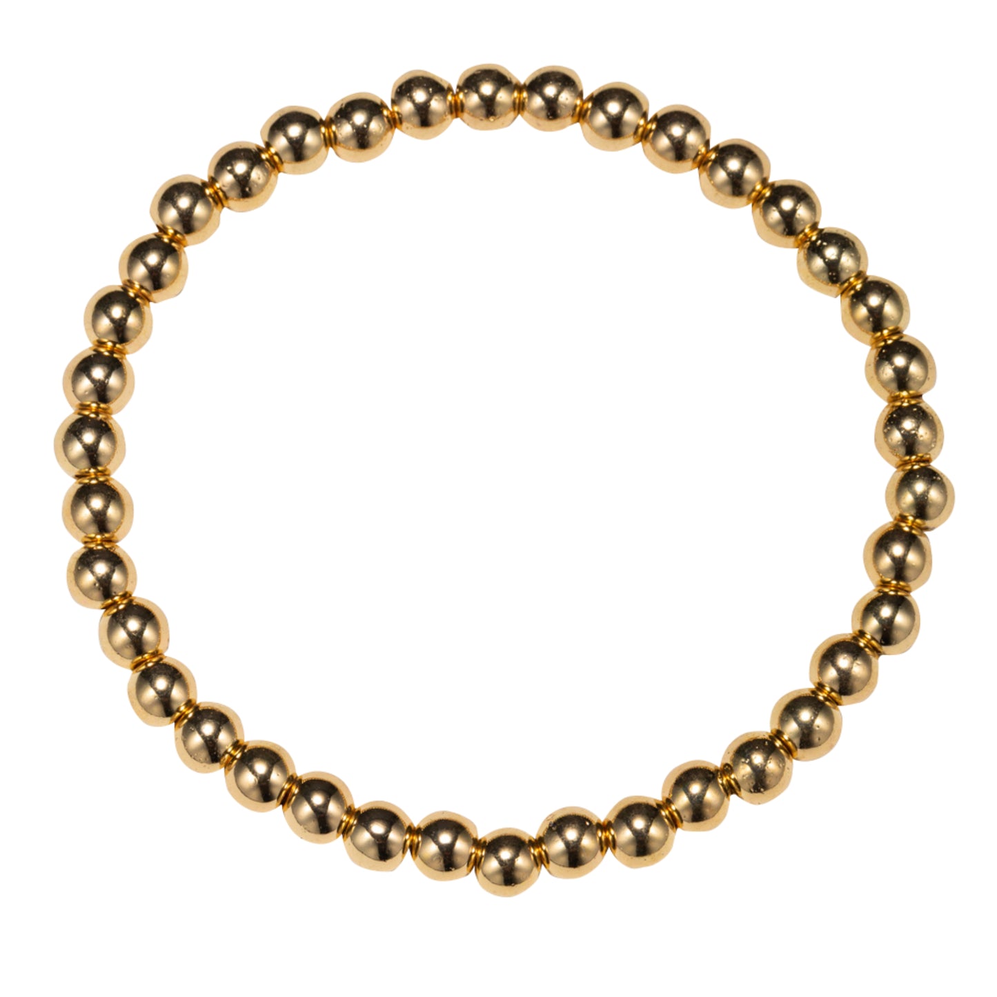 Gold Midsized Beaded Stretch Bracelet with Spacers