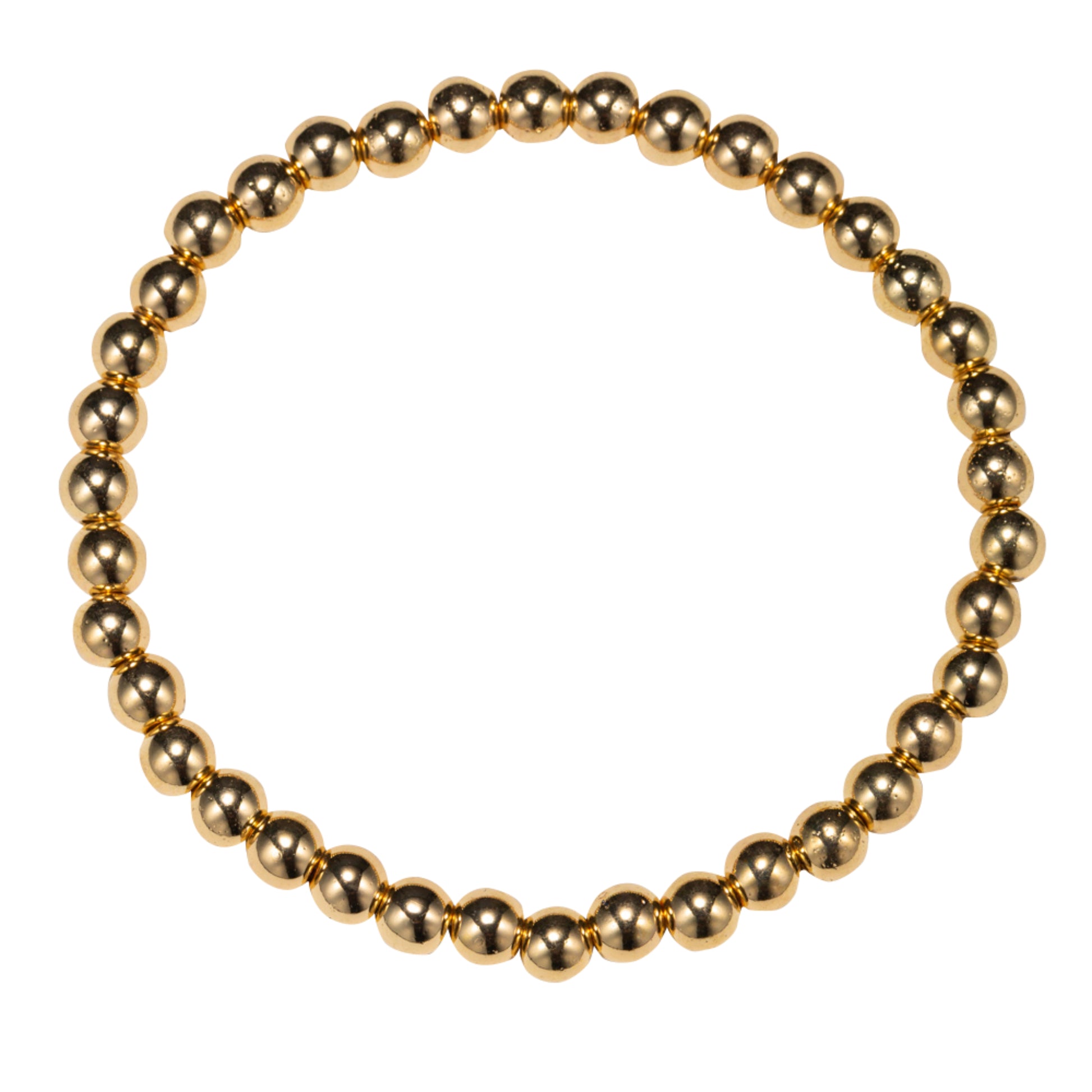 Gold Midsized Beaded Stretch Bracelet with Spacers